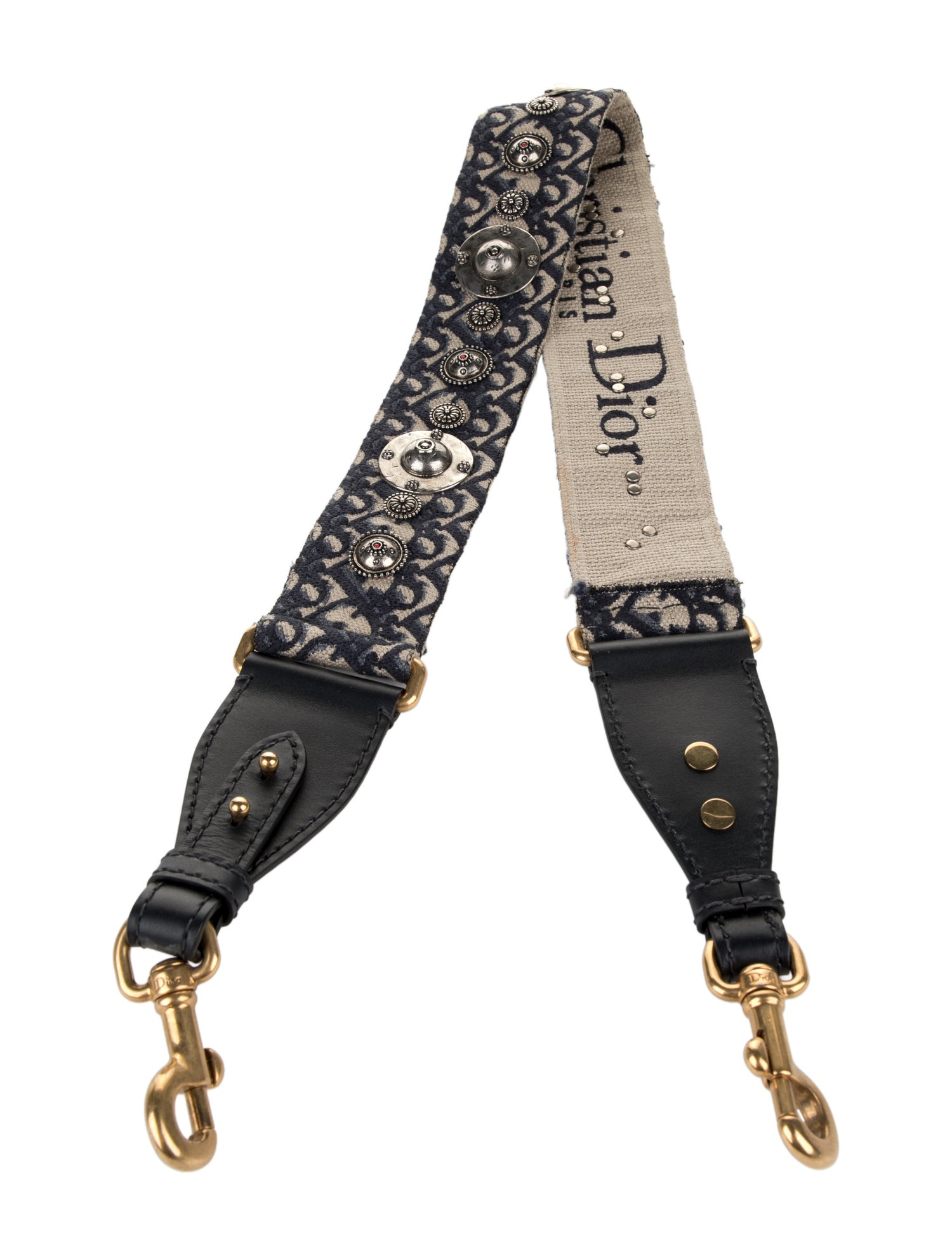 Christian Dior Blue Tan Pattern Nylon Christian Dior Shoulder Strap