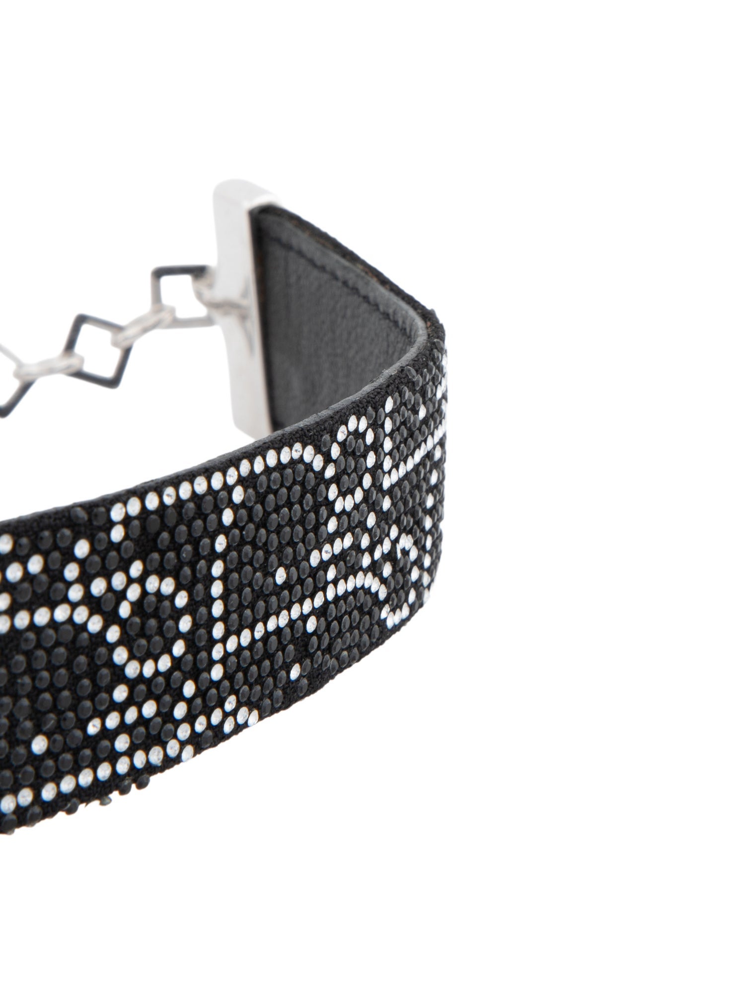 Christian Dior Leather & Crystal Choker Necklace