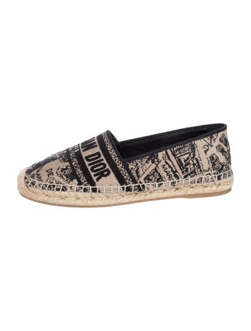 Pre-owned Dior Oblique Jacquard Canvas Espadrilles In Neutral