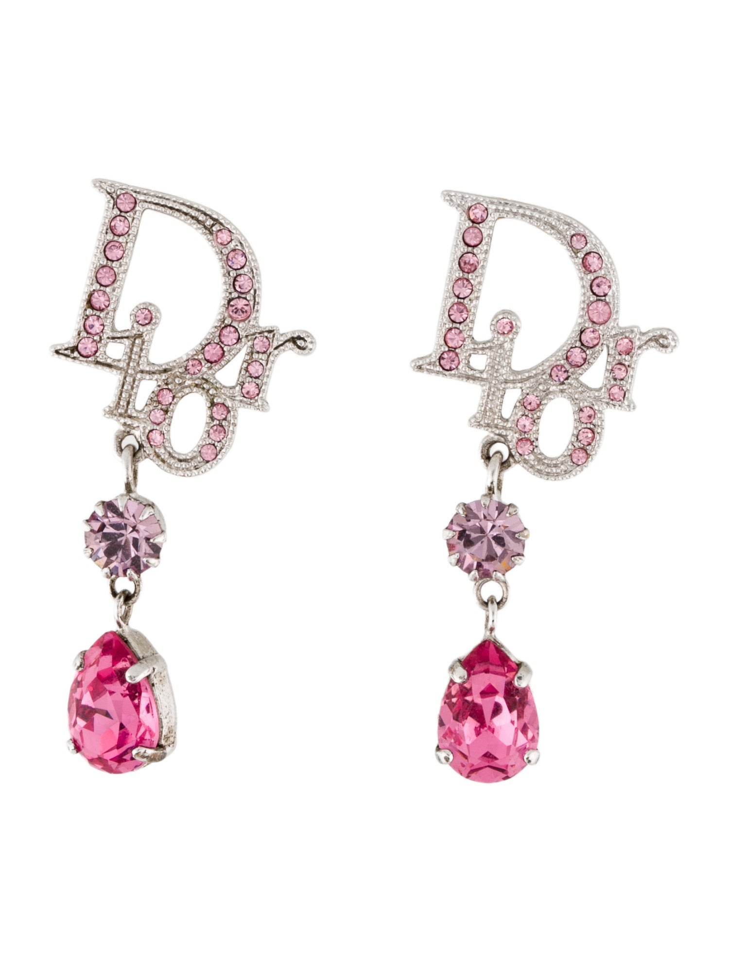 Christian Dior Crystal "Dior" Drop Earrings