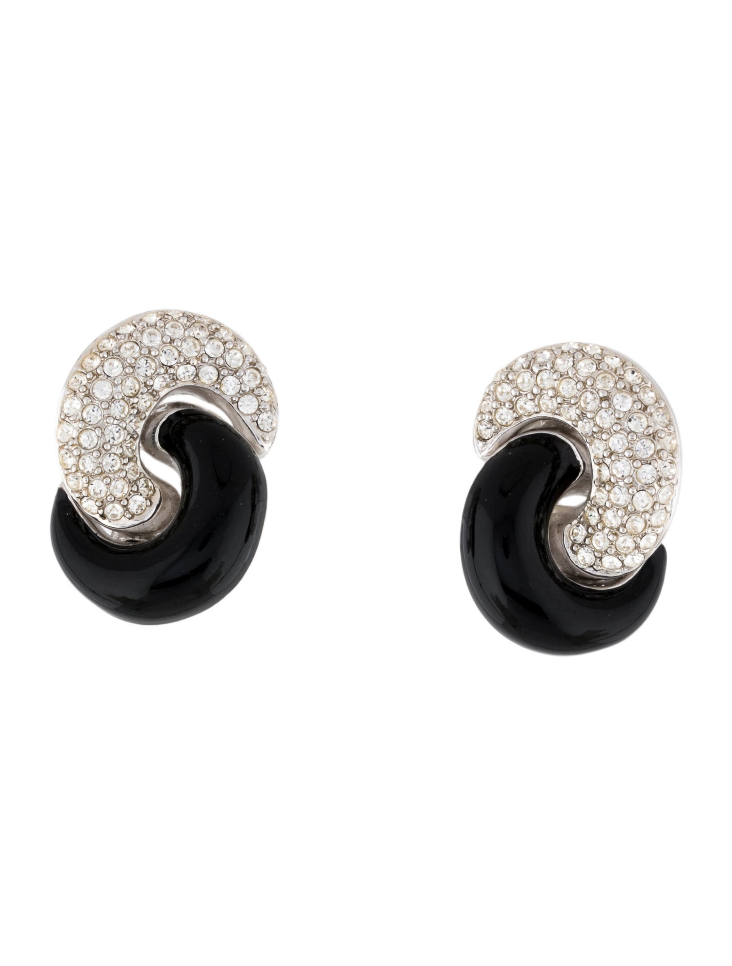 Christian Dior Vintage Crystal & Enamel Clip-On Earrings