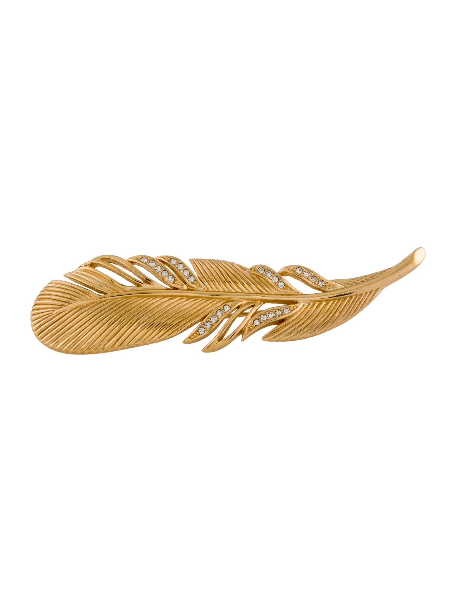 Christian Dior Vintage Crystal Feather Pin Brooch
