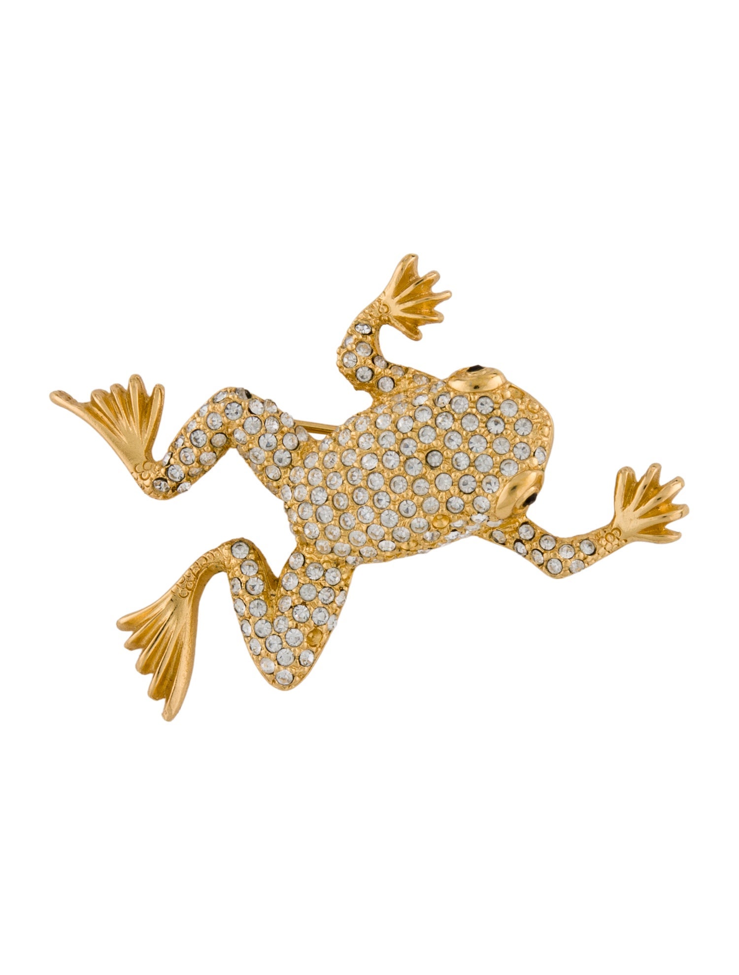 Christian Dior Vintage Crystal Frog Pin Brooch