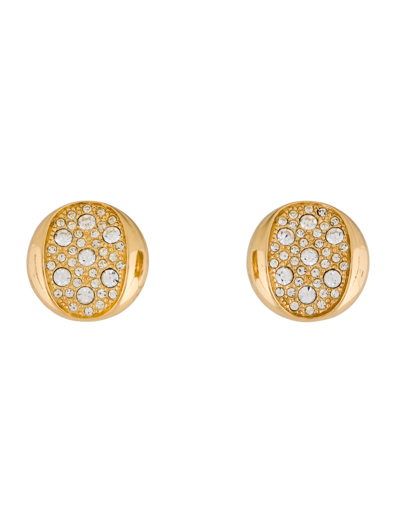 Christian Dior Vintage Crystal Stud Clip-On Earrings
