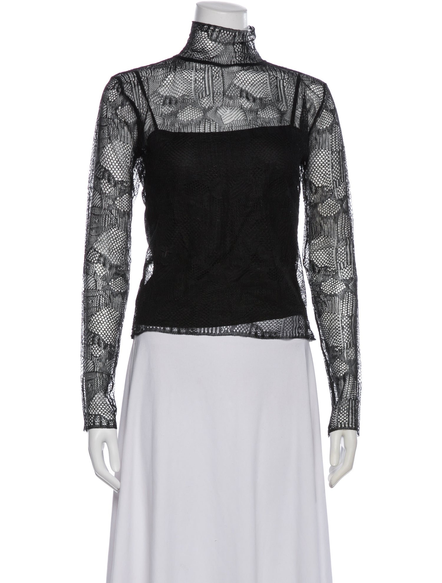 Christian Dior Lace Pattern Turtleneck Top