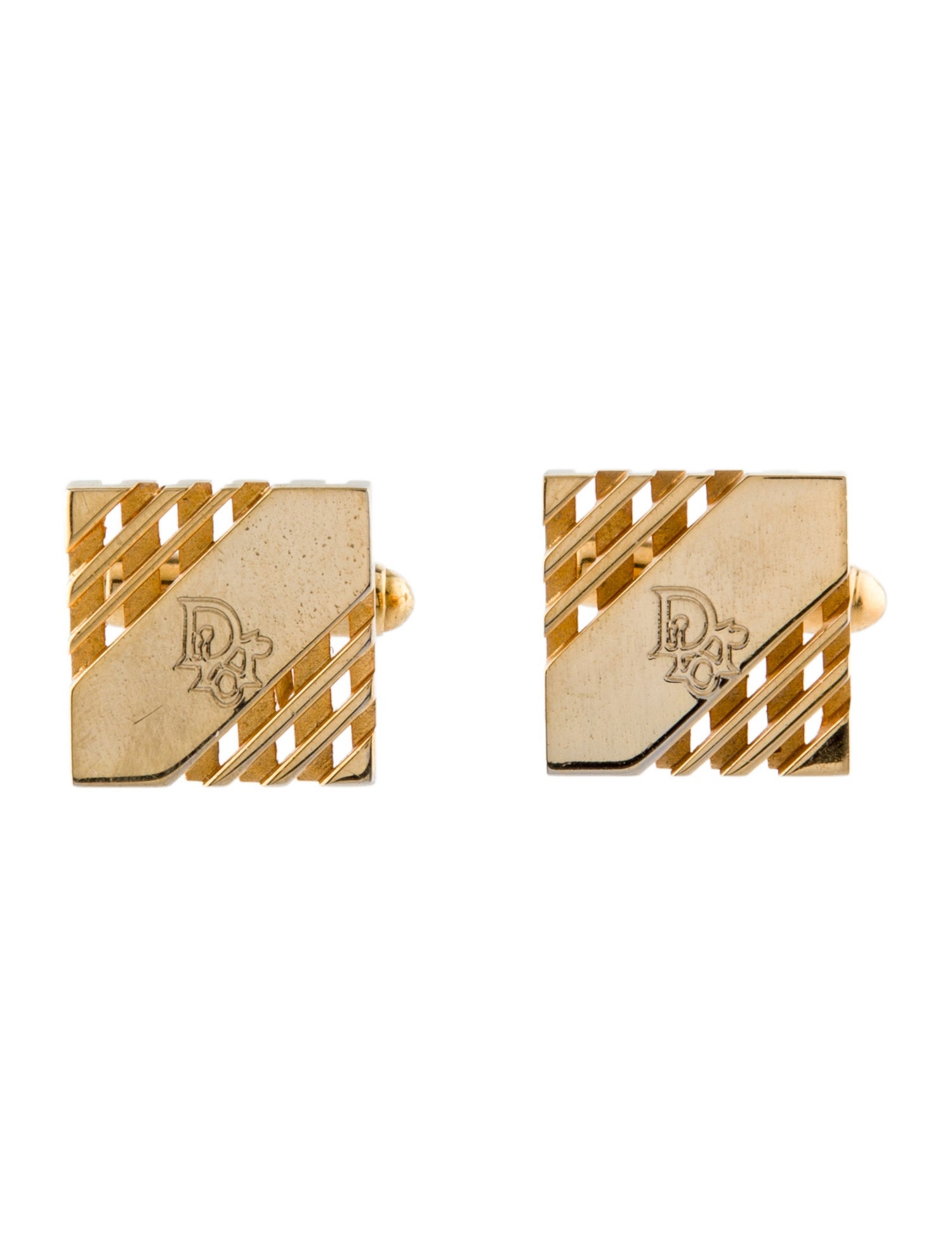 Christian Dior Vintage Square Logo Cufflinks