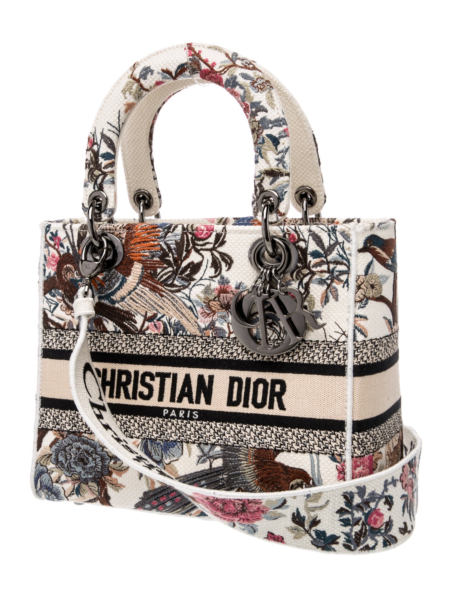 Christian Dior Canvas D-Lite Medium - White Handle Bags, Handbags