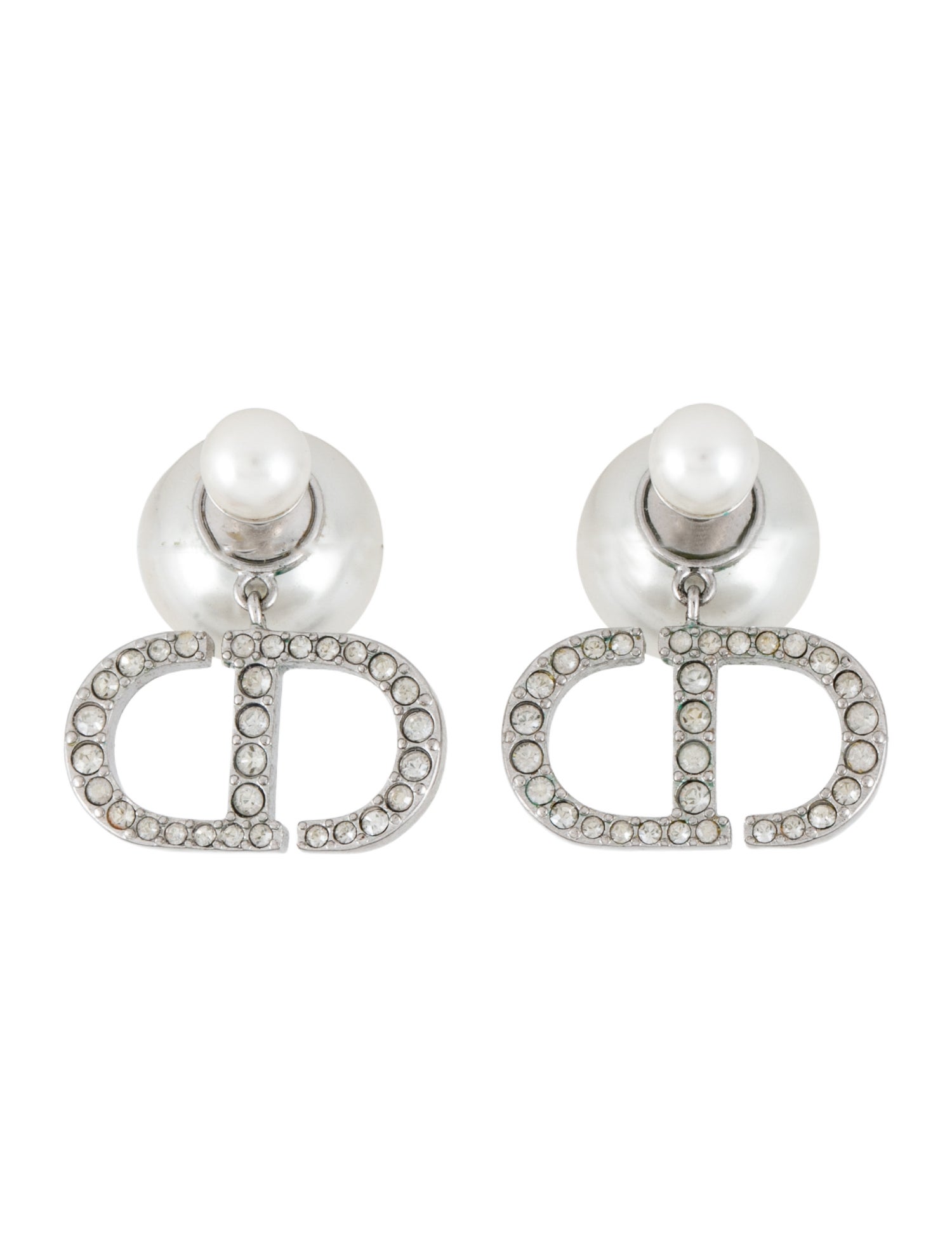 Christian Dior Crystal & Faux Pearl Tribales Earrings