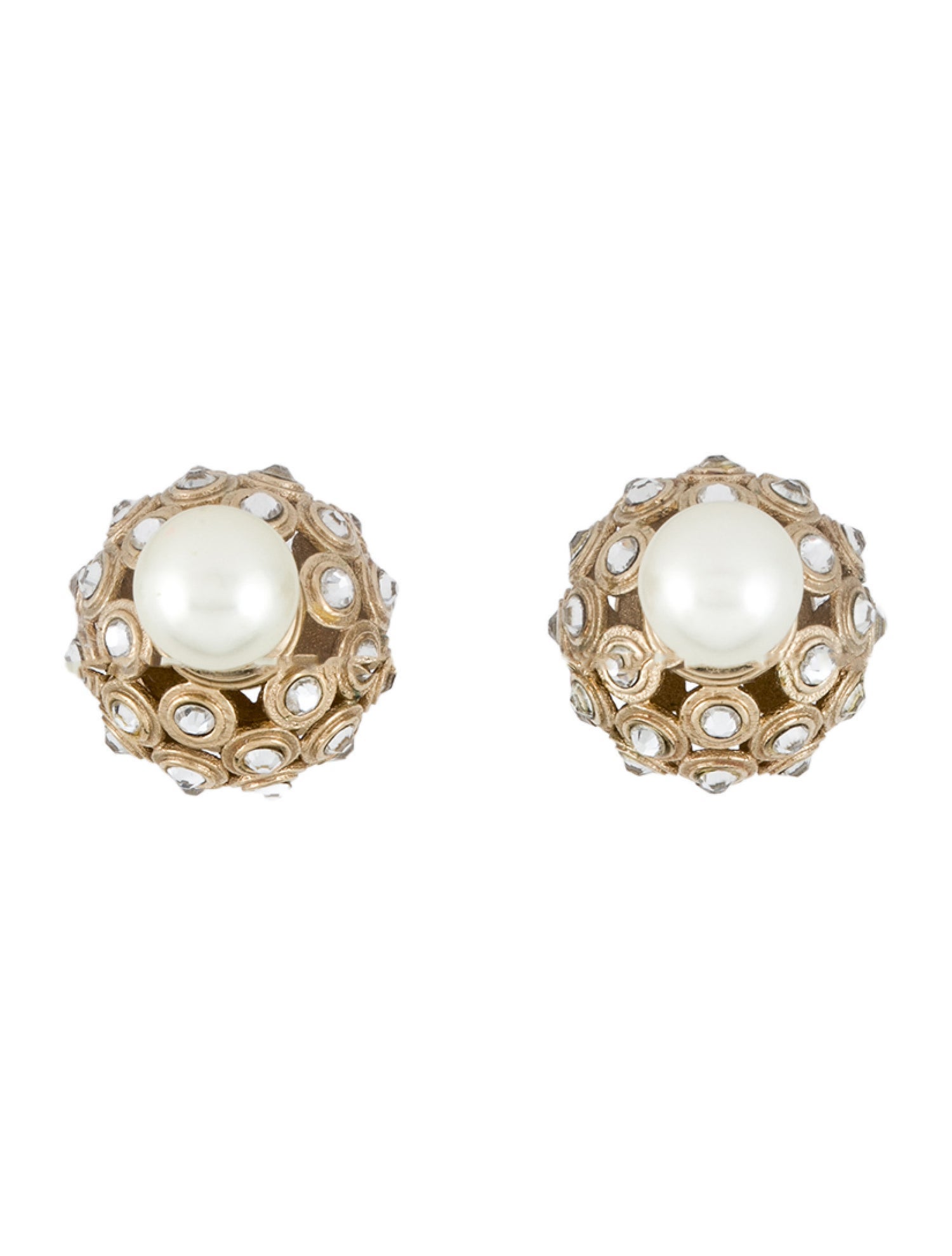 Christian Dior Faux Pearl & Crystal Tribales Earrings