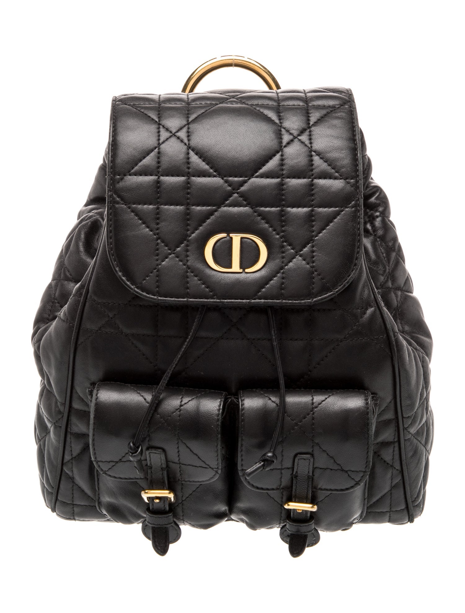 dior backpack leather Christian Saddle Pocket Large 247018 Crafted in black lambskin elevated by Macrocannage topstitching DIOR - Saddle Backpack With
