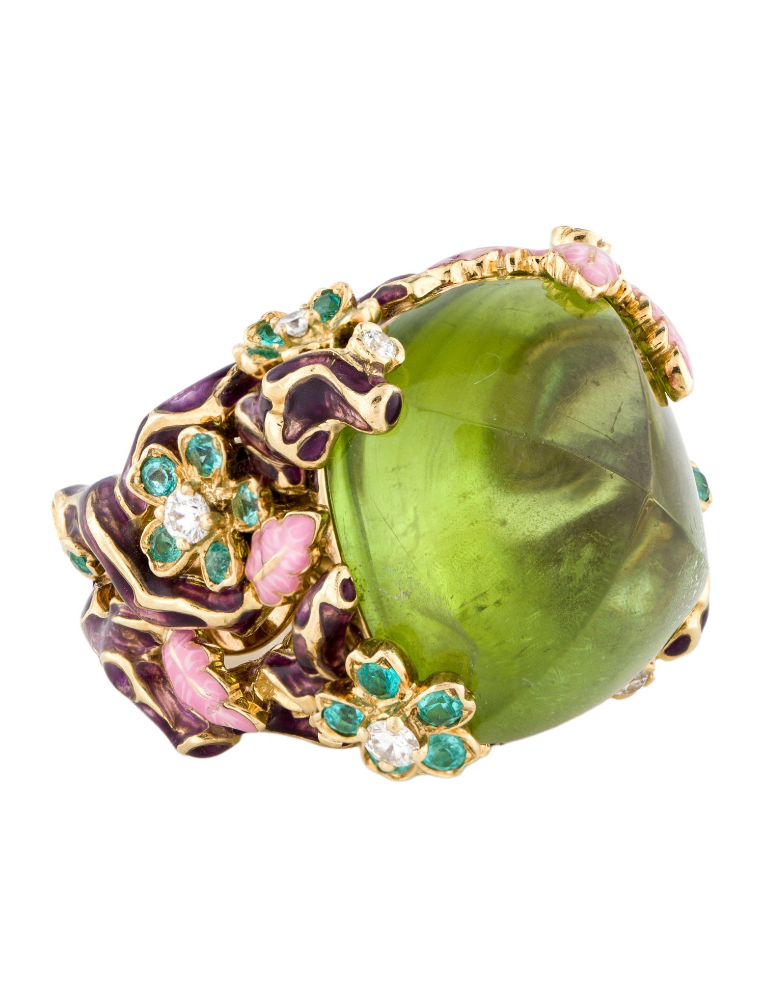 Christian Dior 18K Diamond, Sapphire & Peridot Diorella Ring