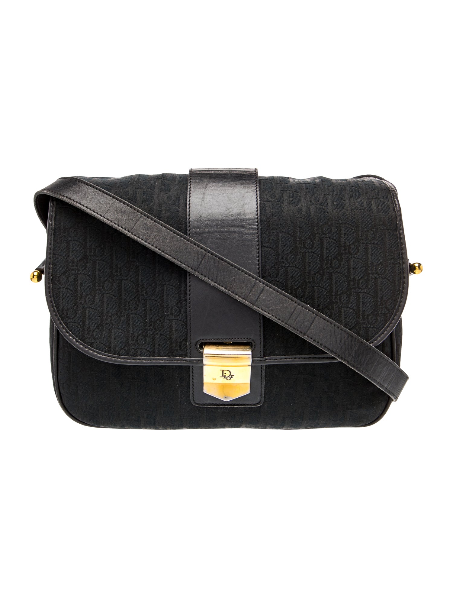 Dior メッセンジャーバッグ Christian Dior Oblique Jacquard Messenger Bag Vintage - Black