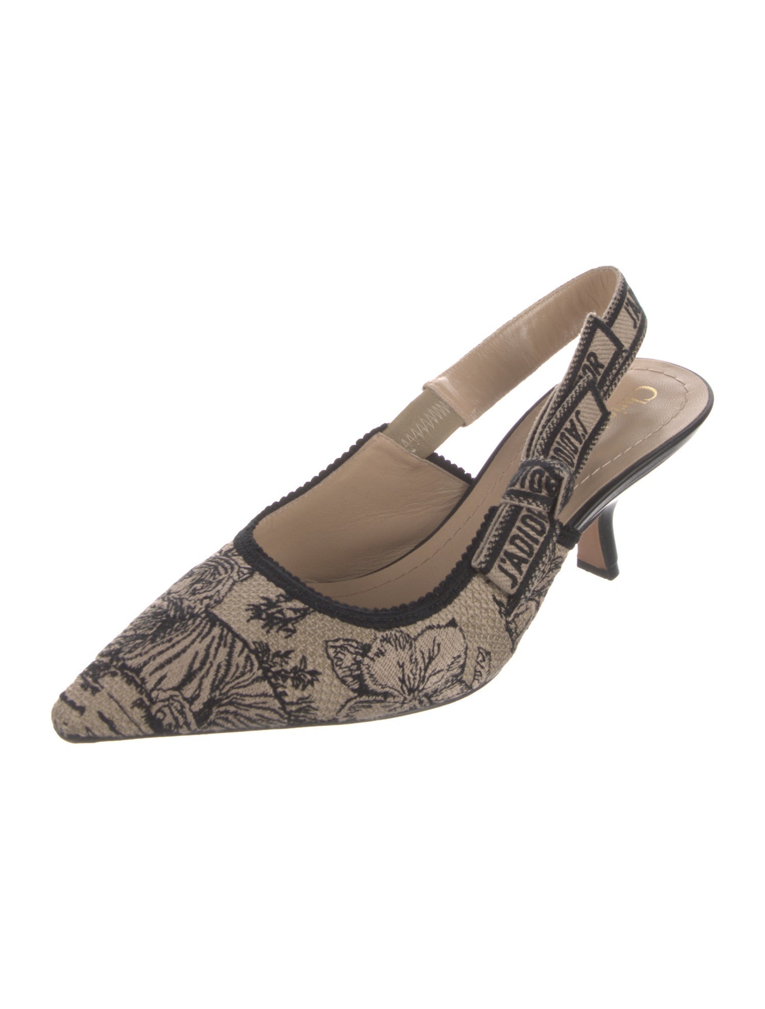 Christian Dior Printed Bow Accents Slingback Pumps
