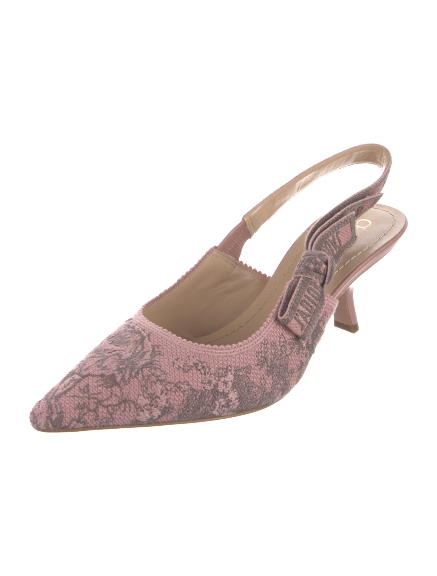 Christian Dior Printed Embroidered Accent Slingback Pumps