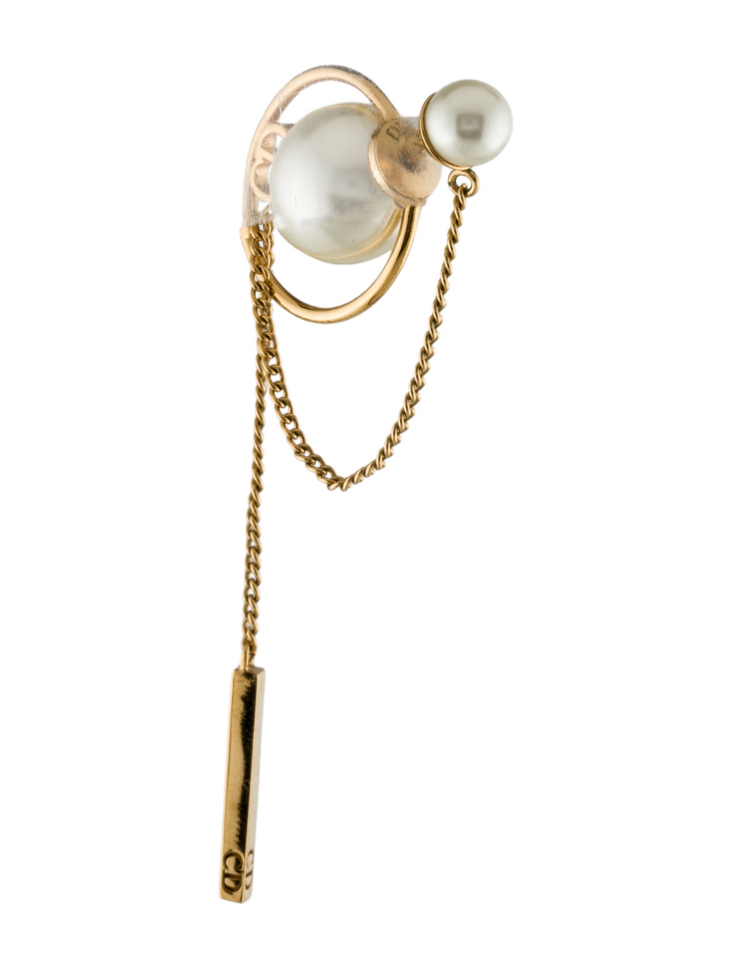 Christian Dior Faux Pearl Tribales Drop Single Earring