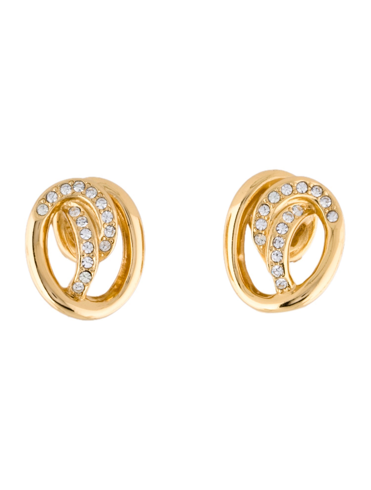 Christian Dior Vintage Crystal Knot Clip-On Earring