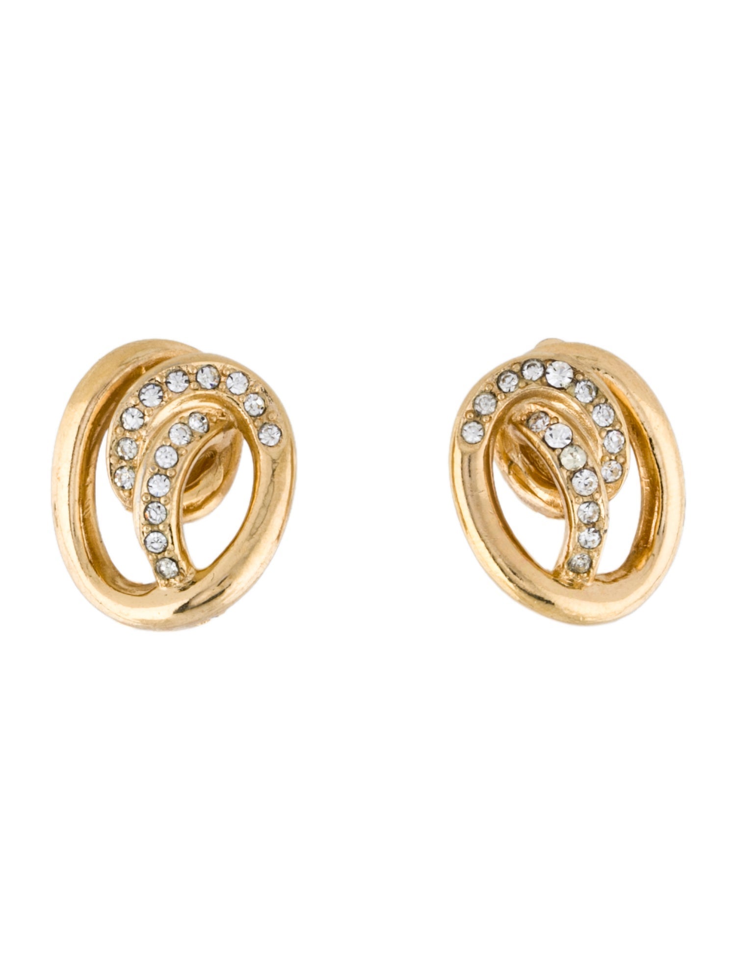 Christian Dior Vintage Crystal Clip On Earrings