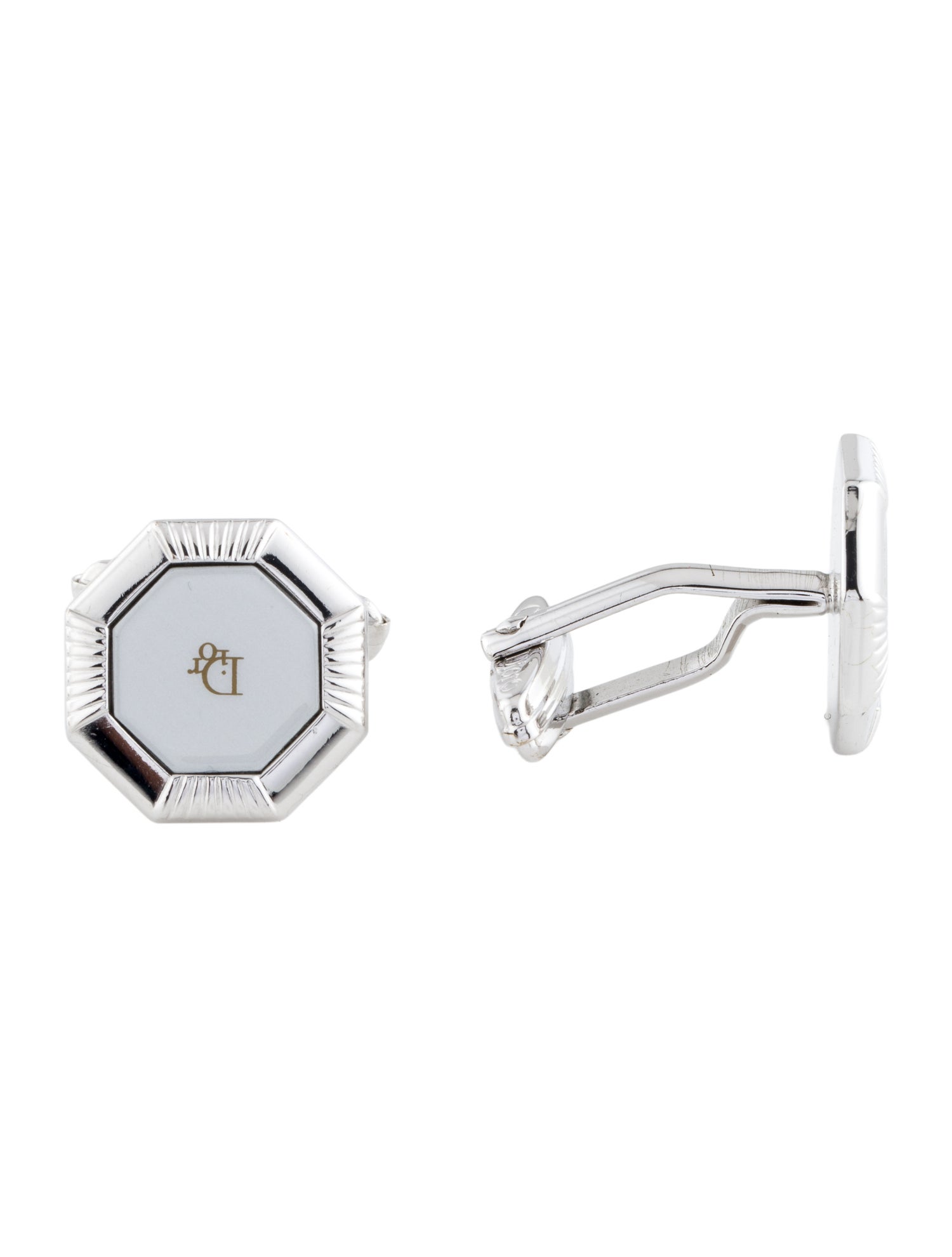 Christian Dior Vintage Resin Logo Tie Pin & Cufflinks Set
