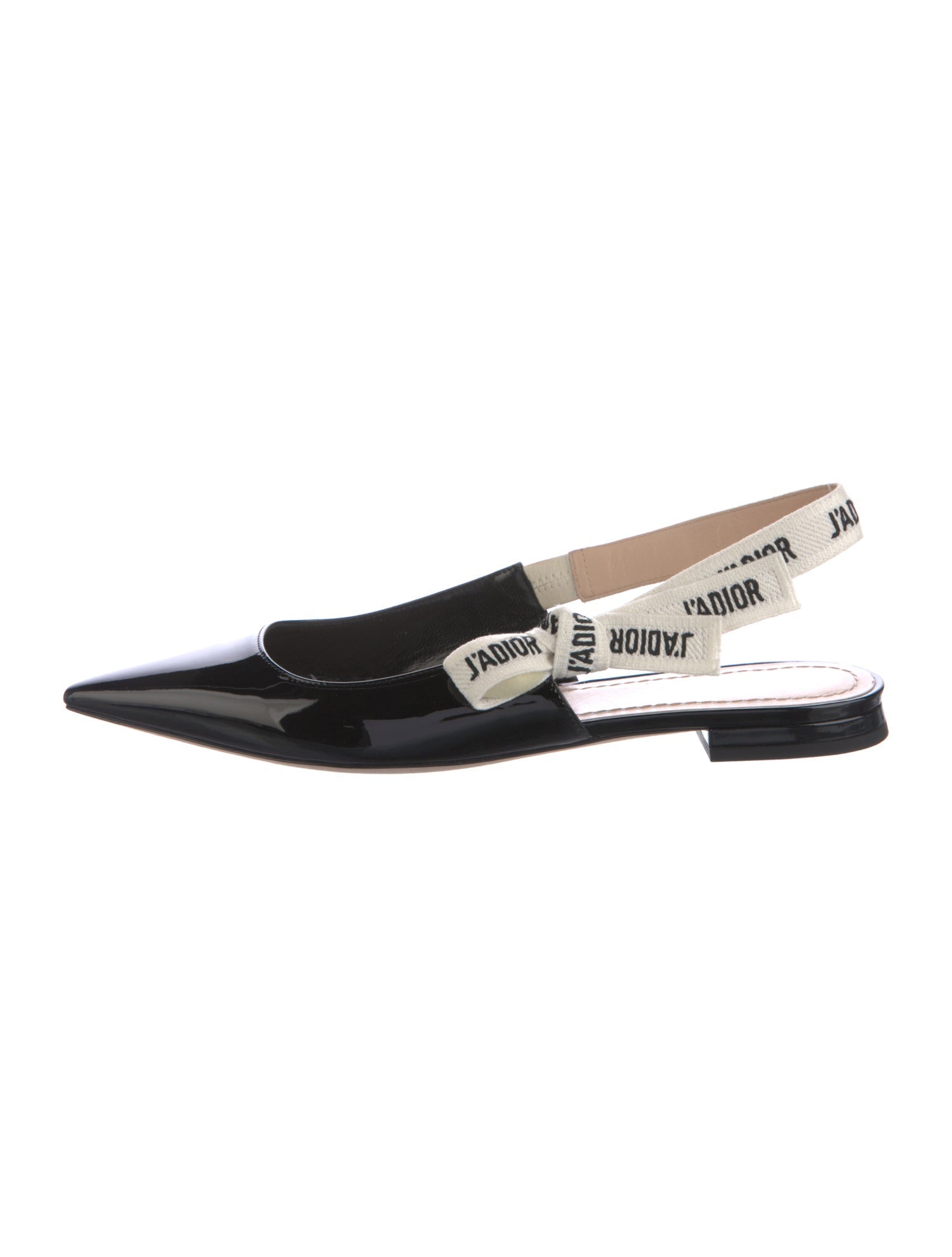 Christian Dior Patent Leather Bow Accents Slingback Flats