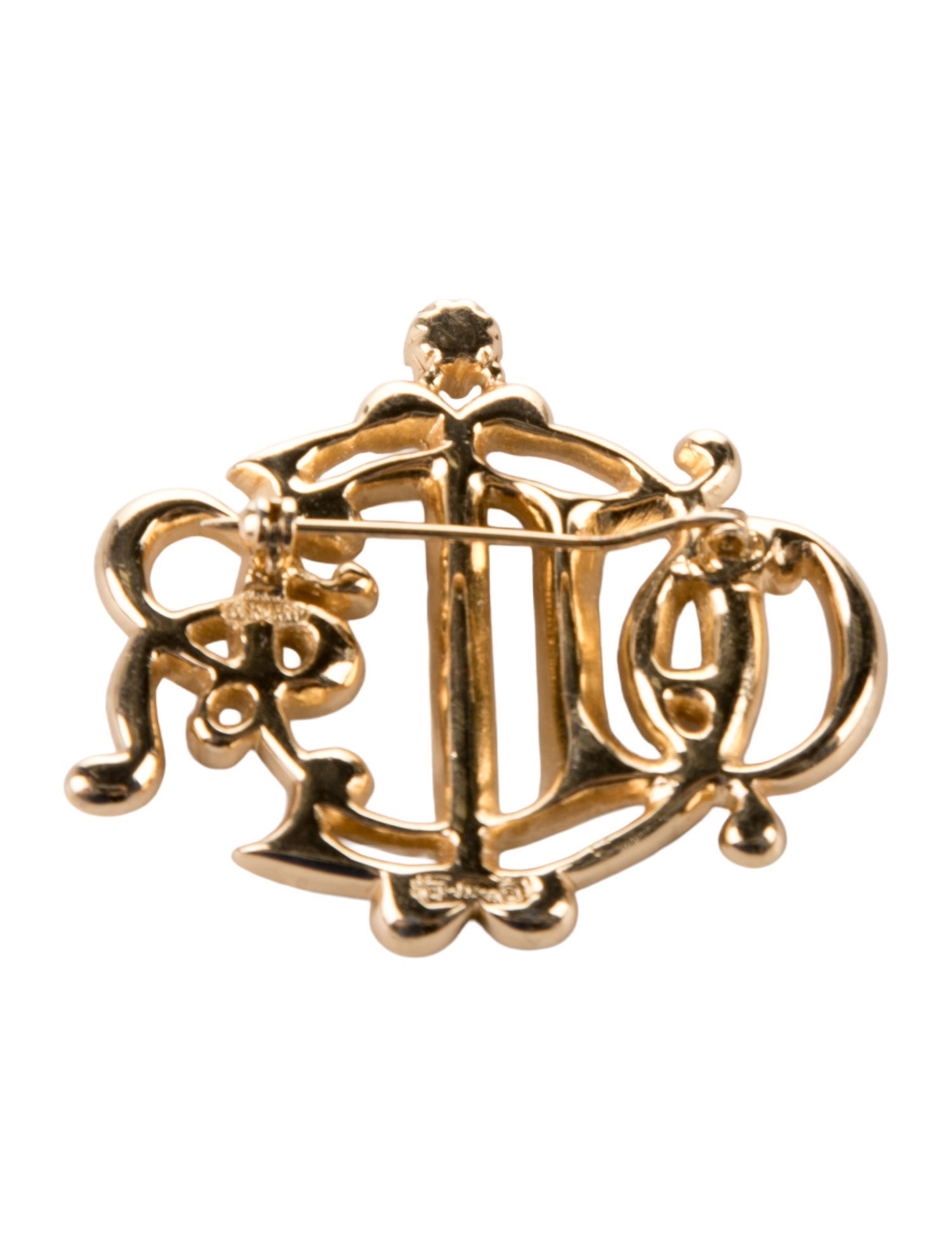 Christian Dior Vintage Crystal Monogram Brooch