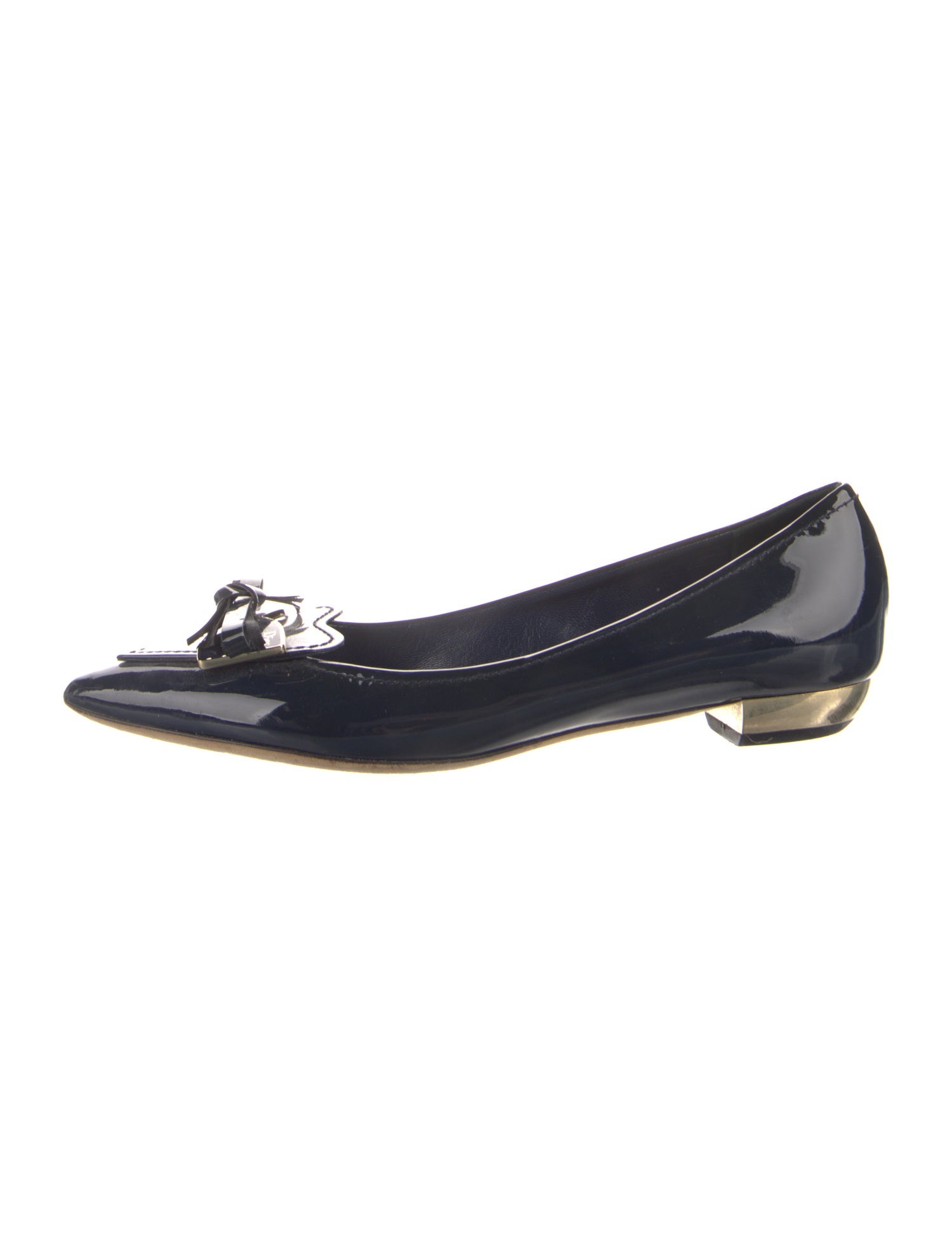 Christian Dior Patent Leather Bow Accents Flats