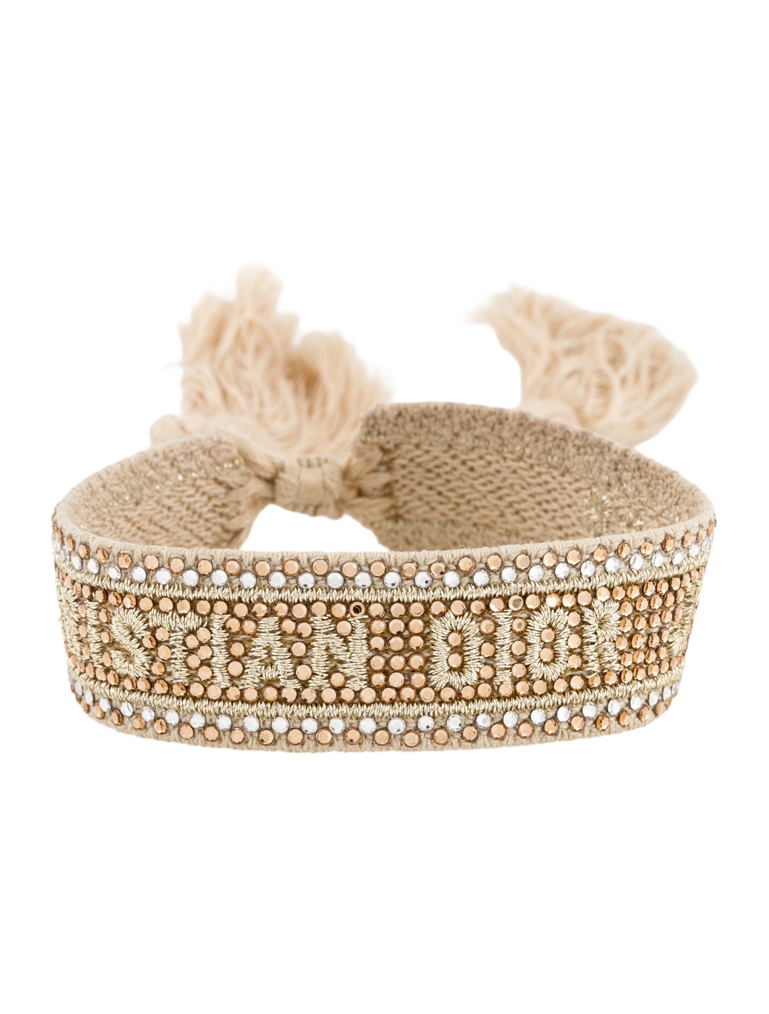 Christian Dior Crystal & Cotton J'Adior Friendship Wrap Bracelet
