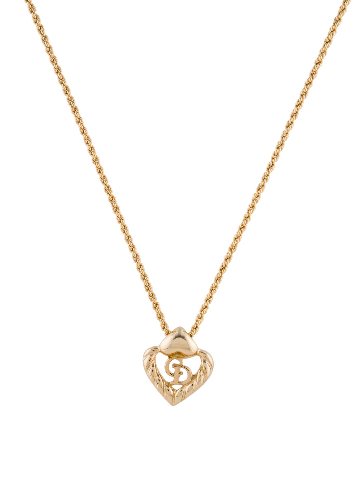 Christian Dior Vintage CD Heart Pendant Necklace