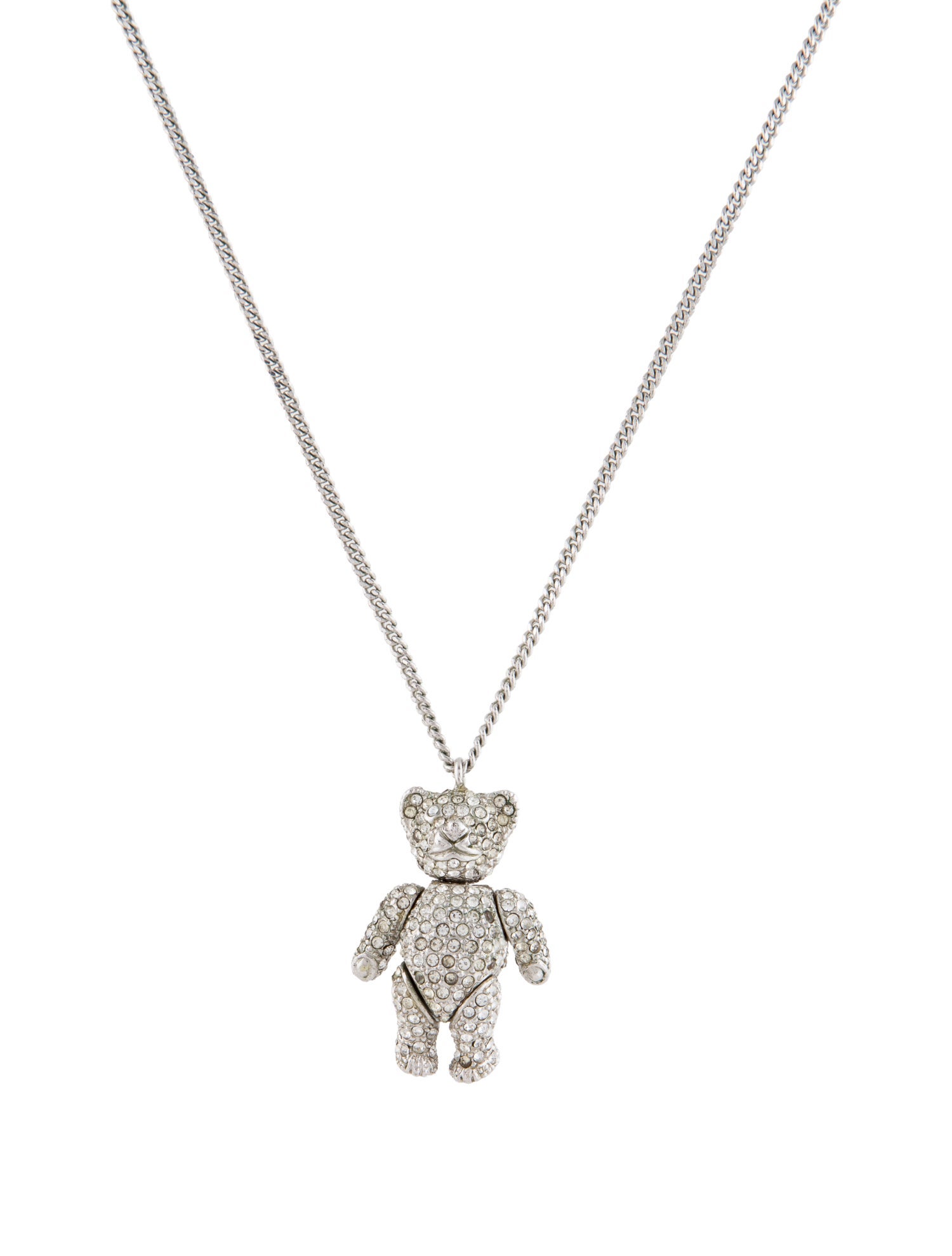 Christian Dior Crystal Teddy Bear Pendant Necklace