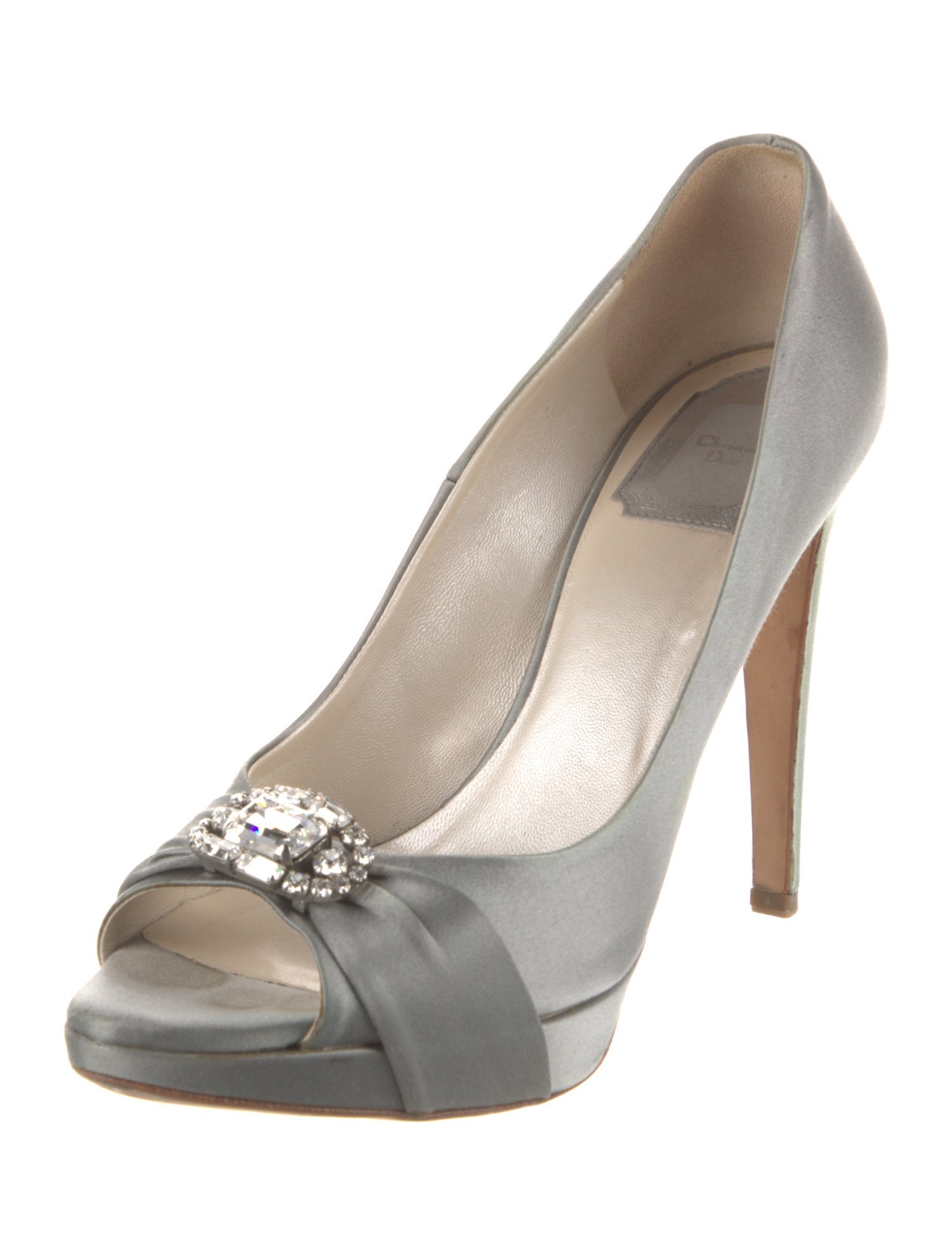 Christian Dior Satin Crystal Embellishments Pumps