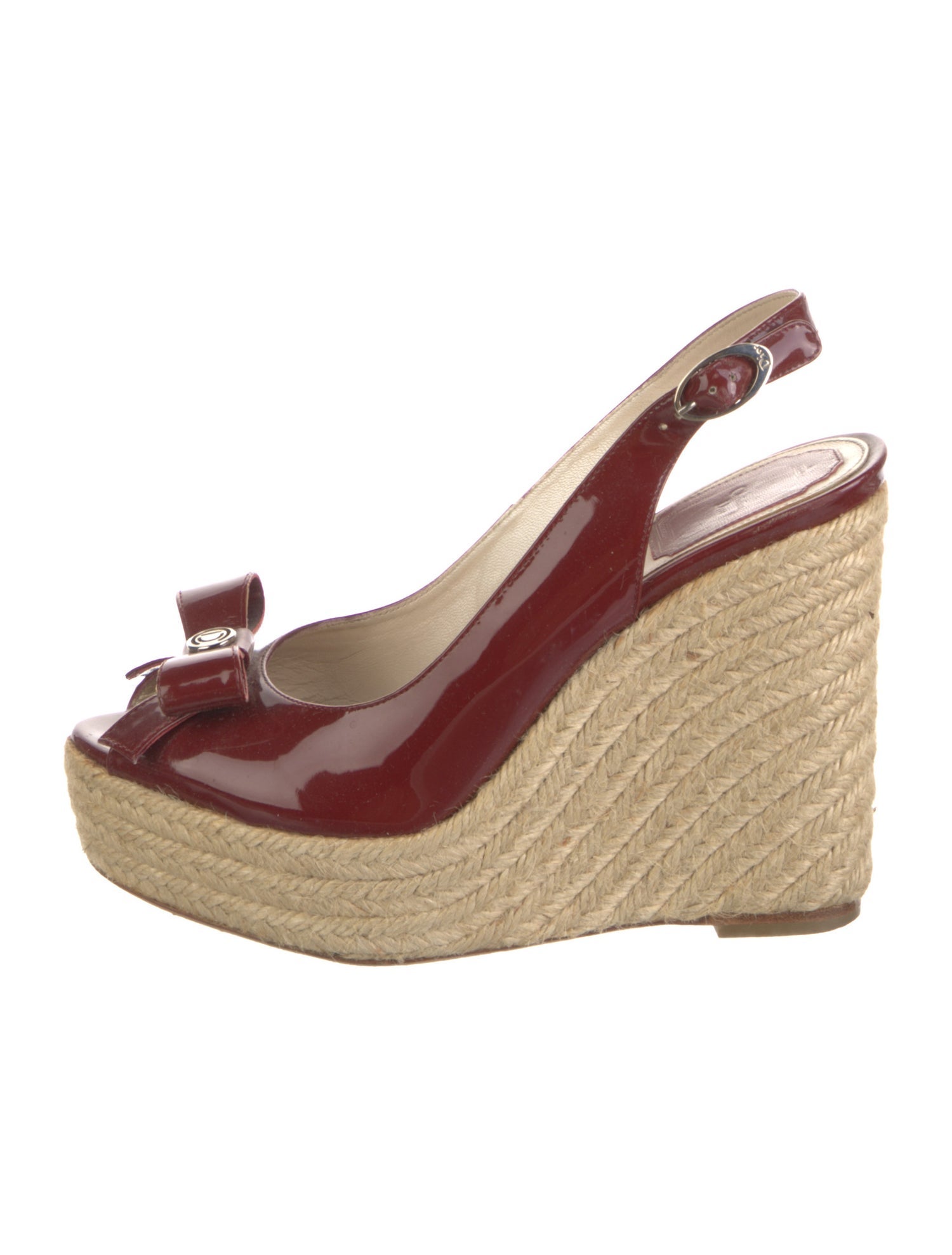 Christian Dior Patent Leather Bow Accents Slingback Pumps