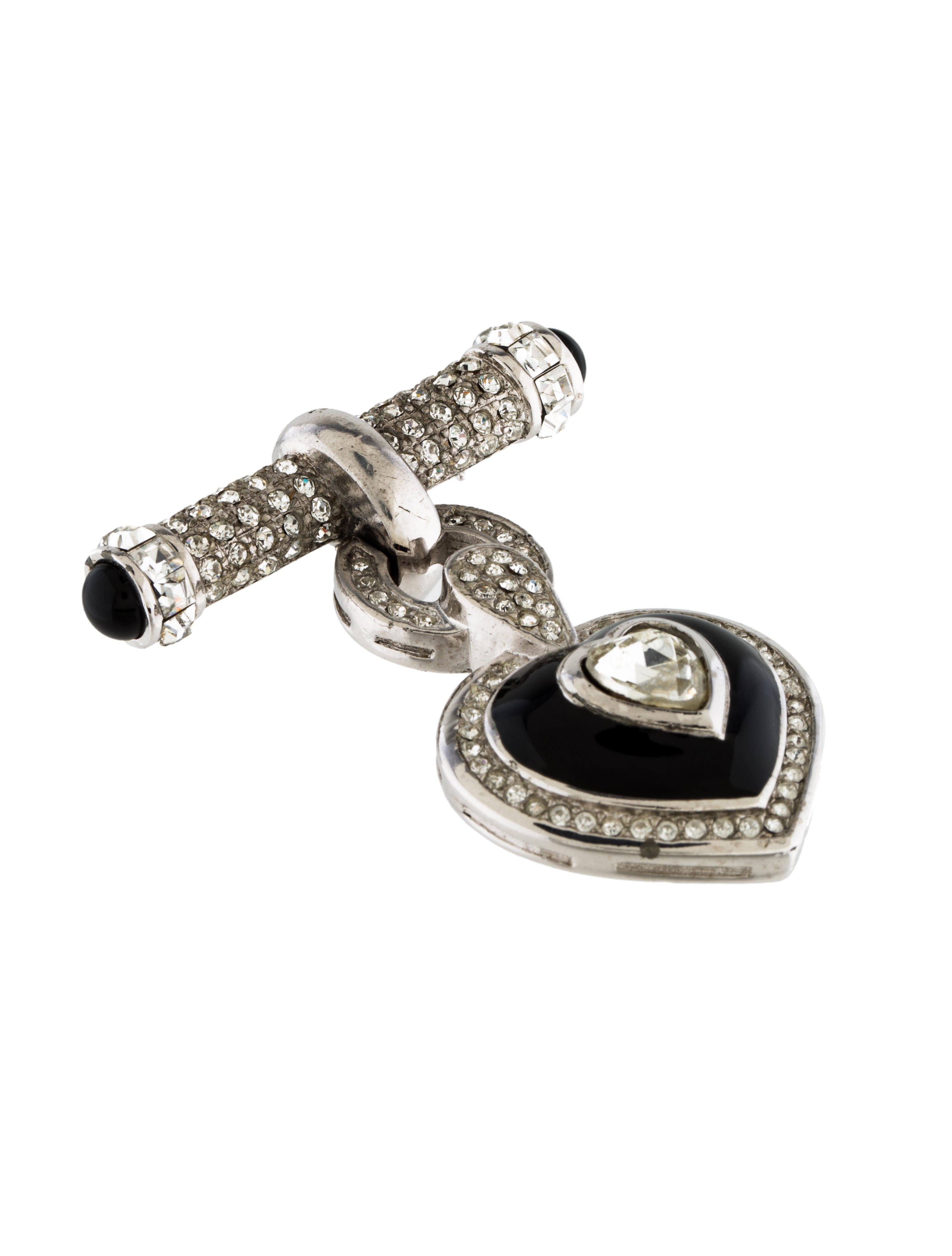 Christian Dior Crystal & Enamel Heart Pin Pins CHR57989 The RealReal