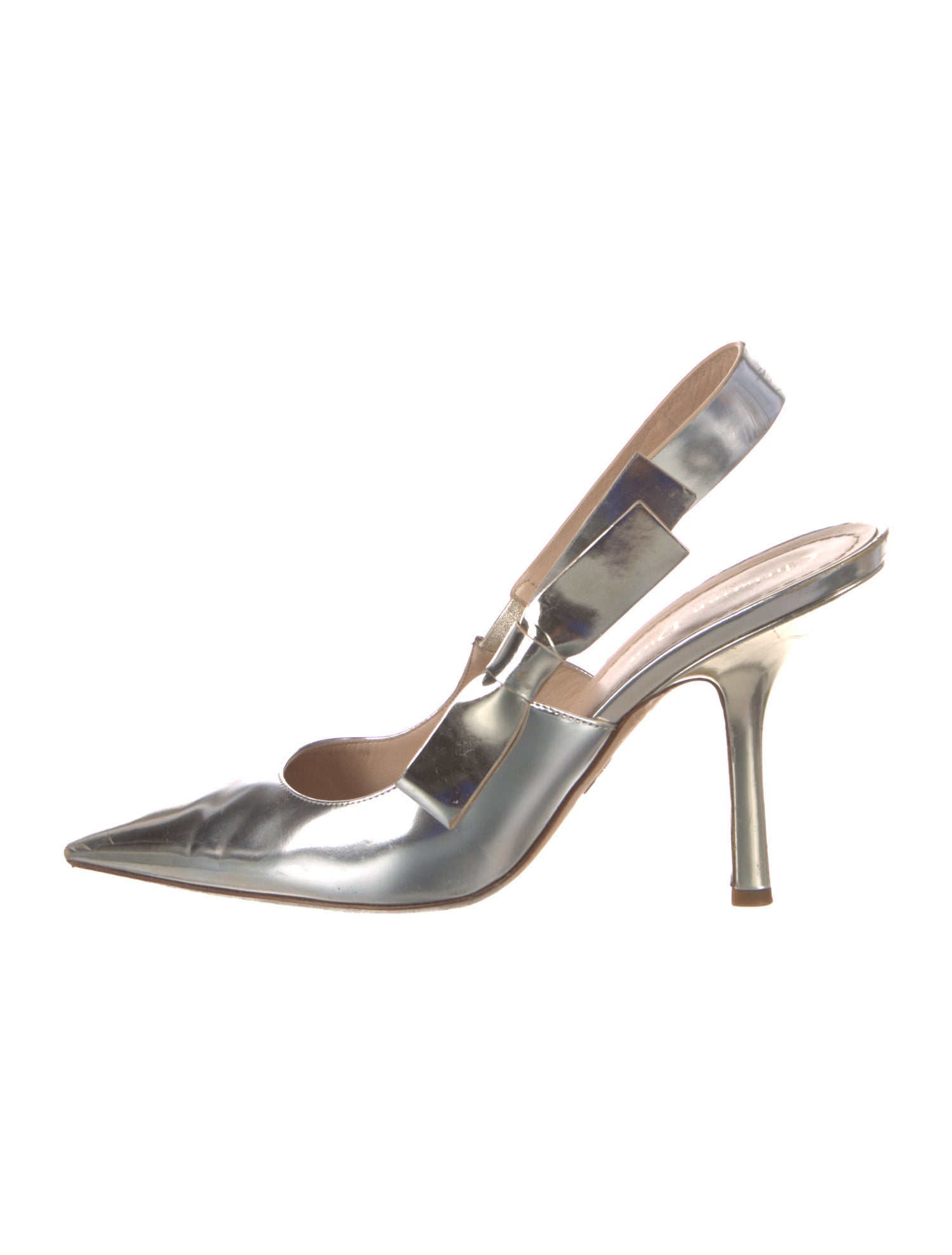 Christian Dior Patent Leather Bow Accents Slingback Pumps
