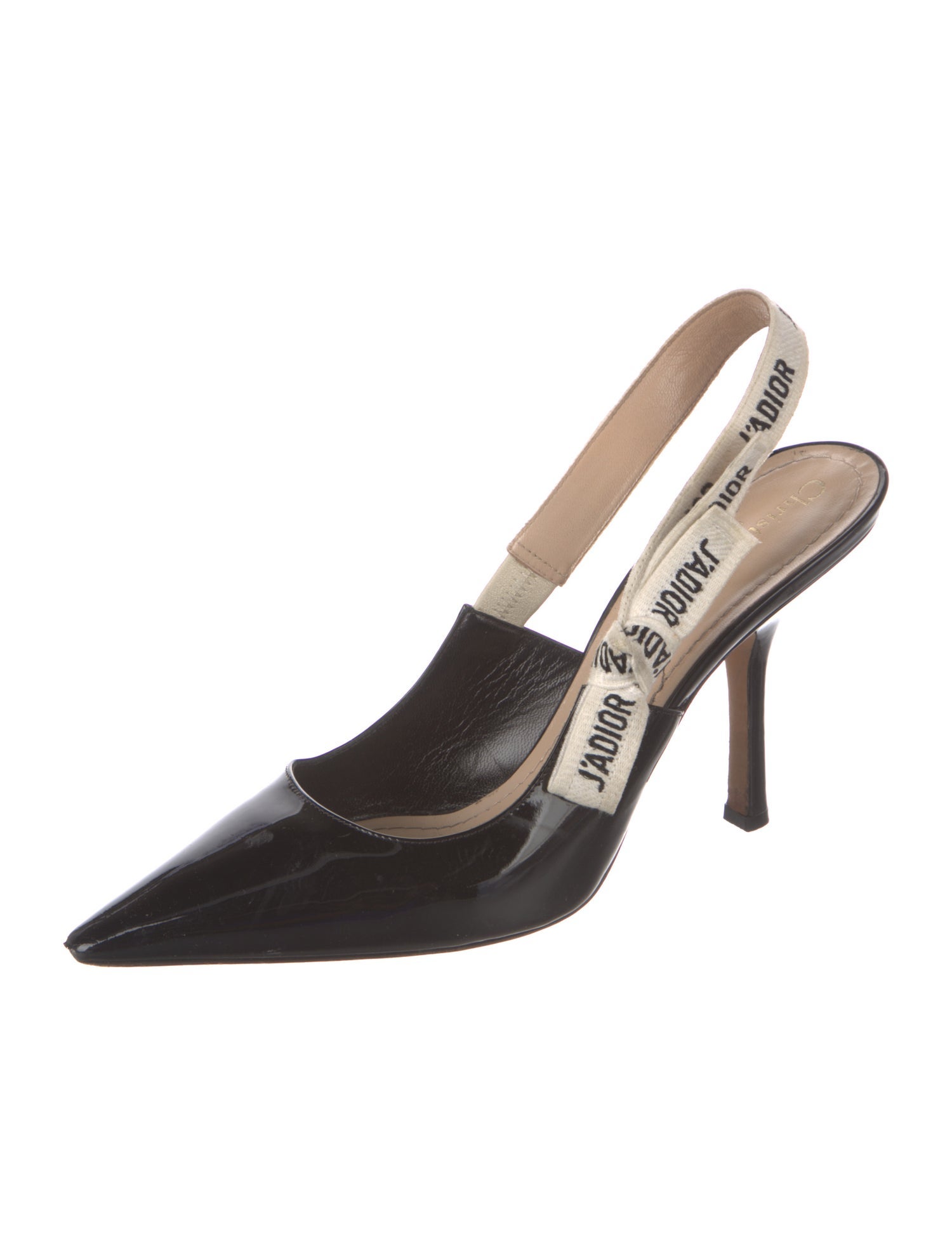 Christian Dior Patent Leather Colorblock Pattern Slingback Pumps