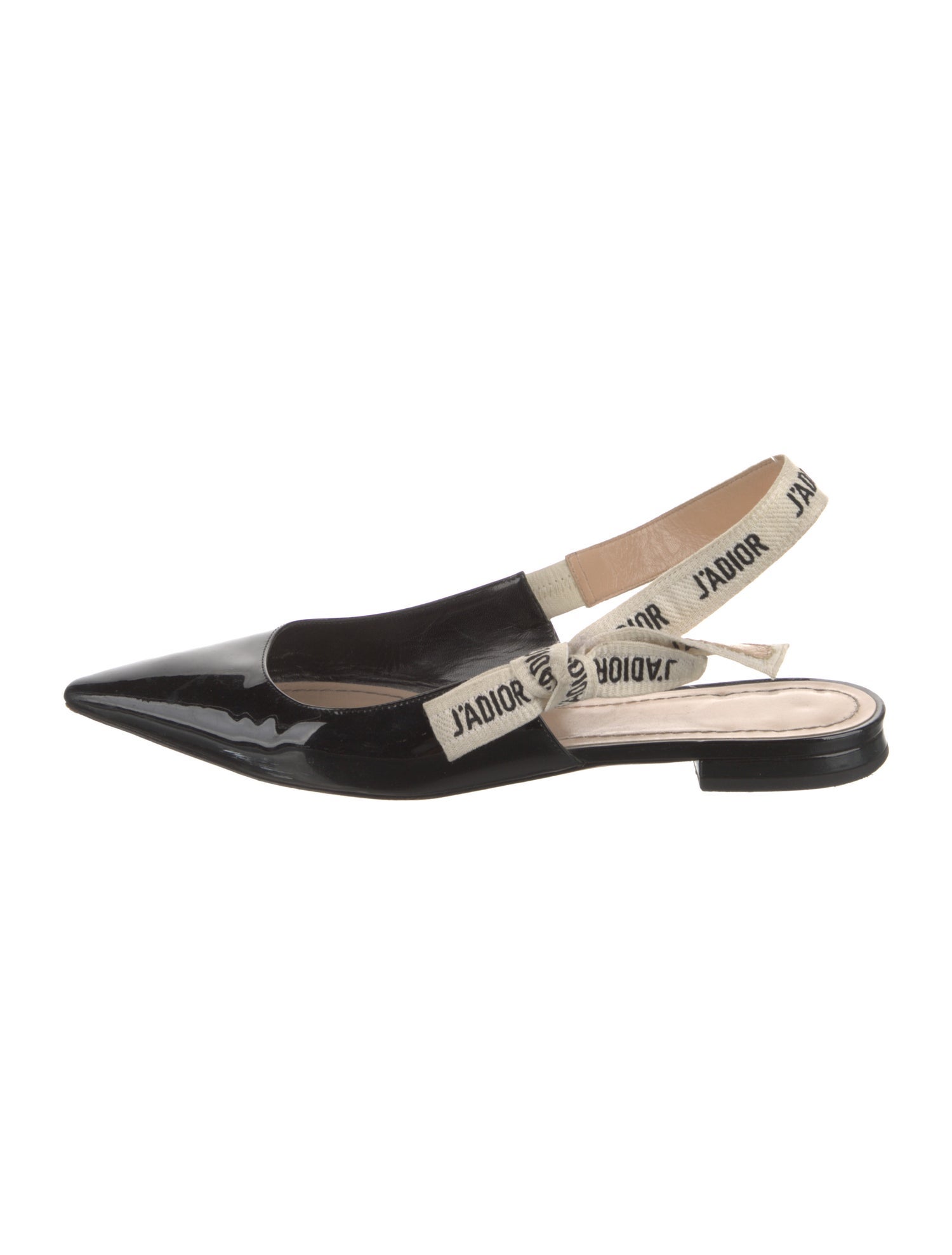 Christian Dior Patent Leather Graphic Print Slingback Flats