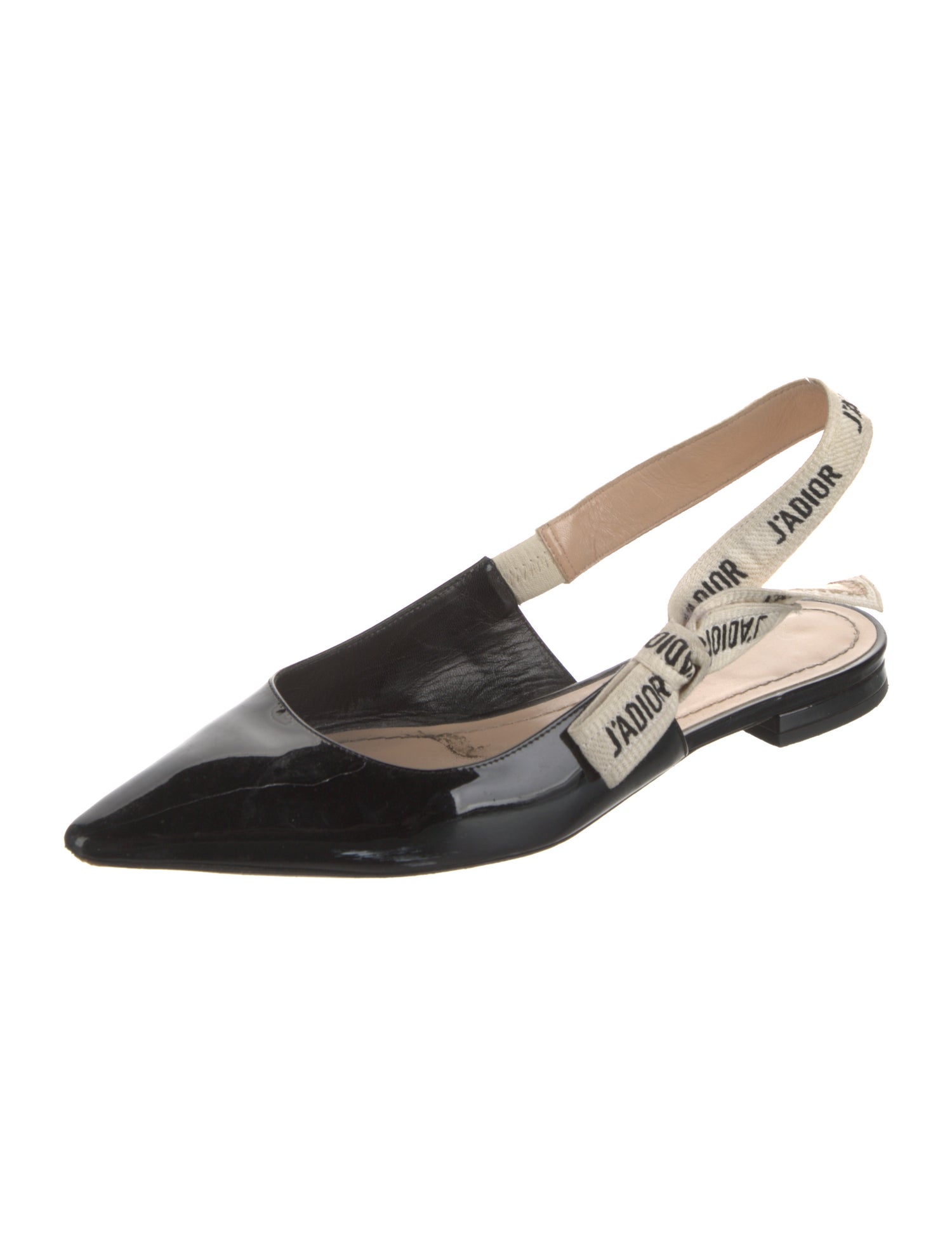 Christian Dior Patent Leather Graphic Print Slingback Flats