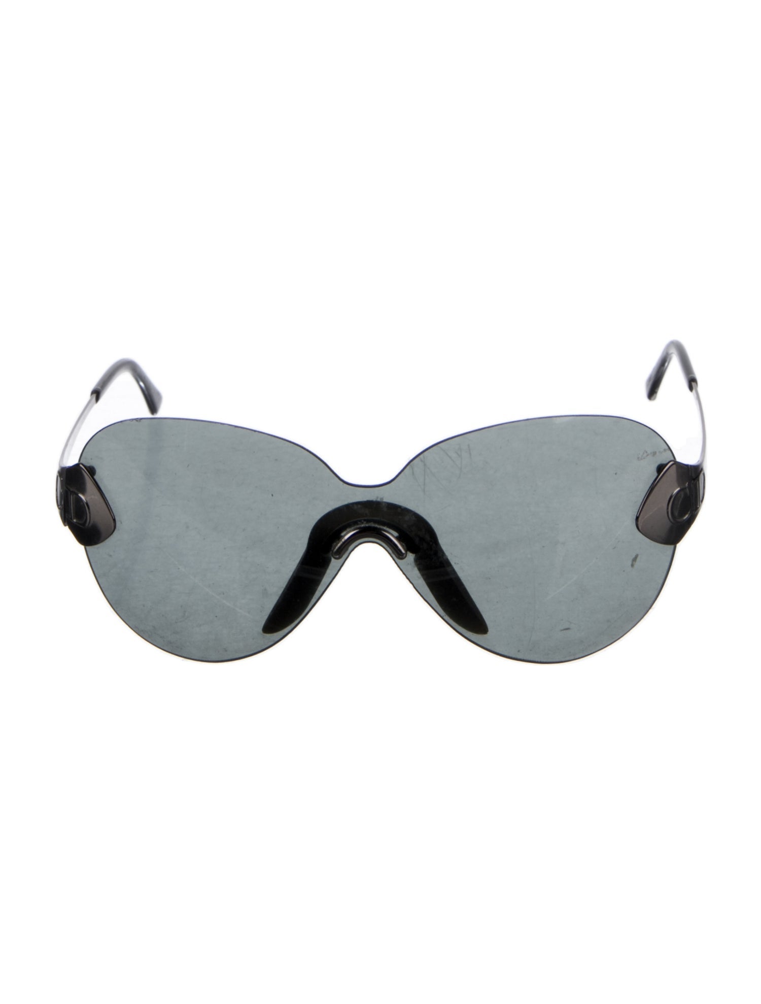 Christian Dior Alek White Gold Plated Swarovski Crystal Accent Shield Sunglasses