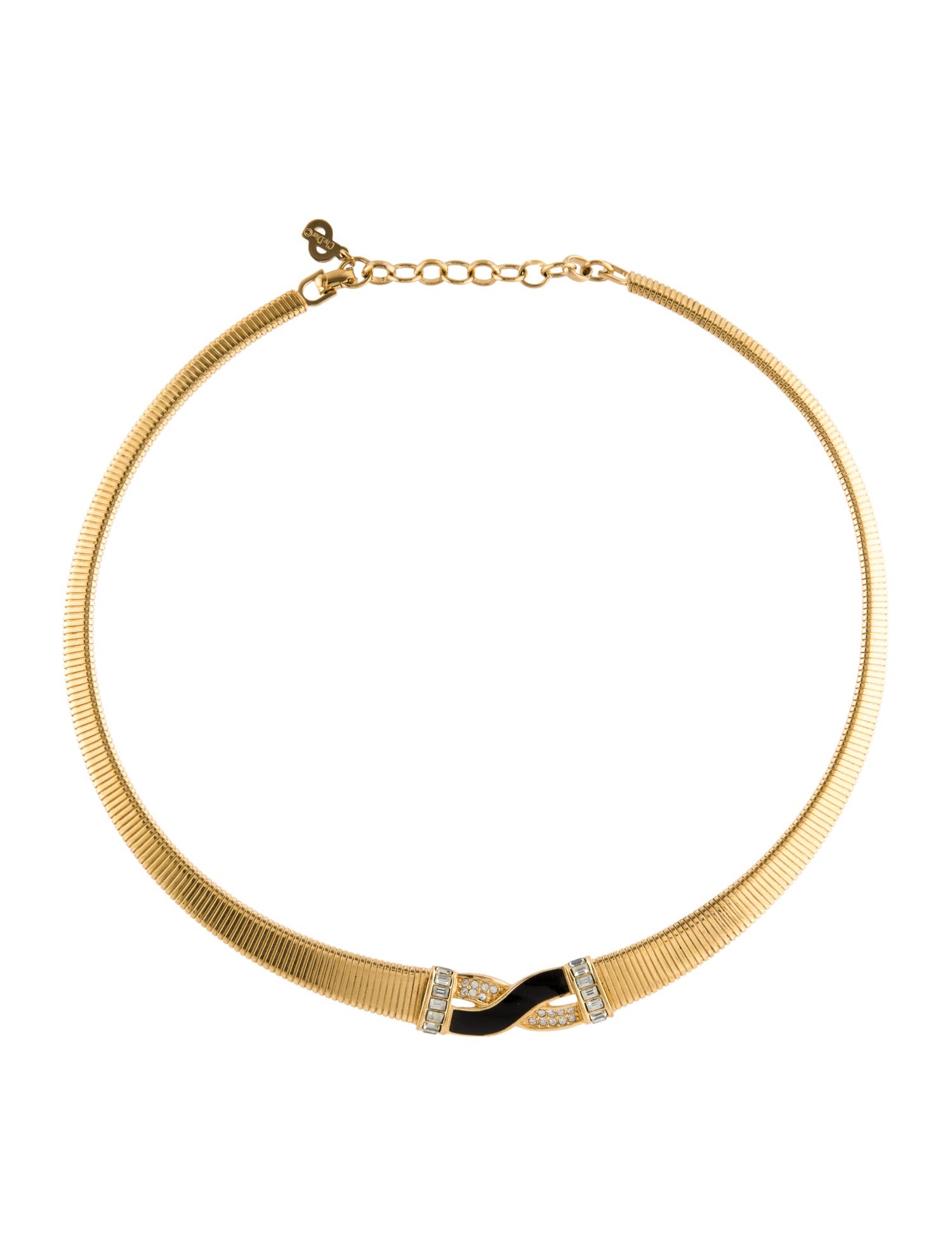 Christian Dior Vintage Enamel & Crystal Collar Necklace