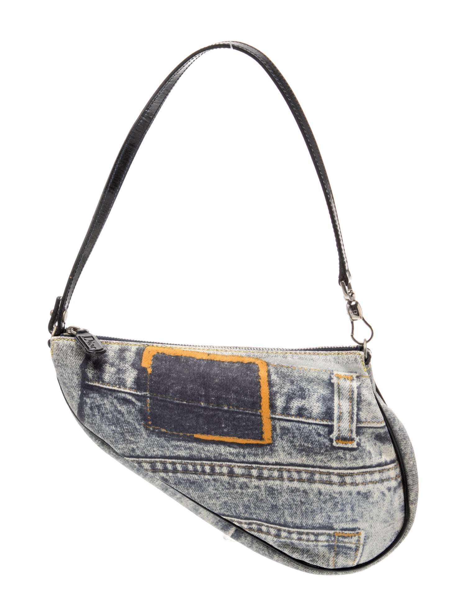 Christian Dior Denim Saddle Pochette Mini Vintage - Blue Shoulder