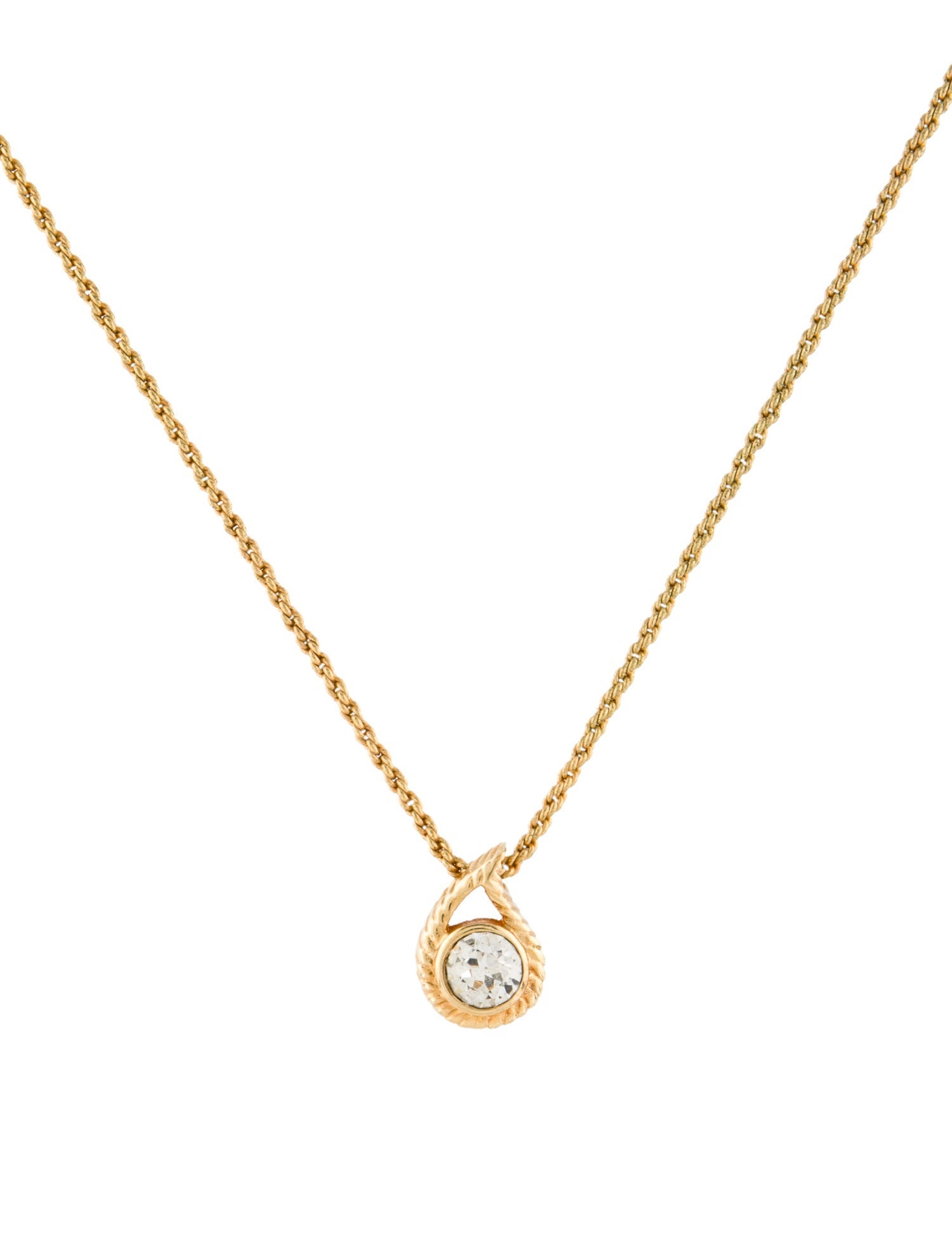 Christian Dior Vintage Crystal Teardrop Pendant Necklace