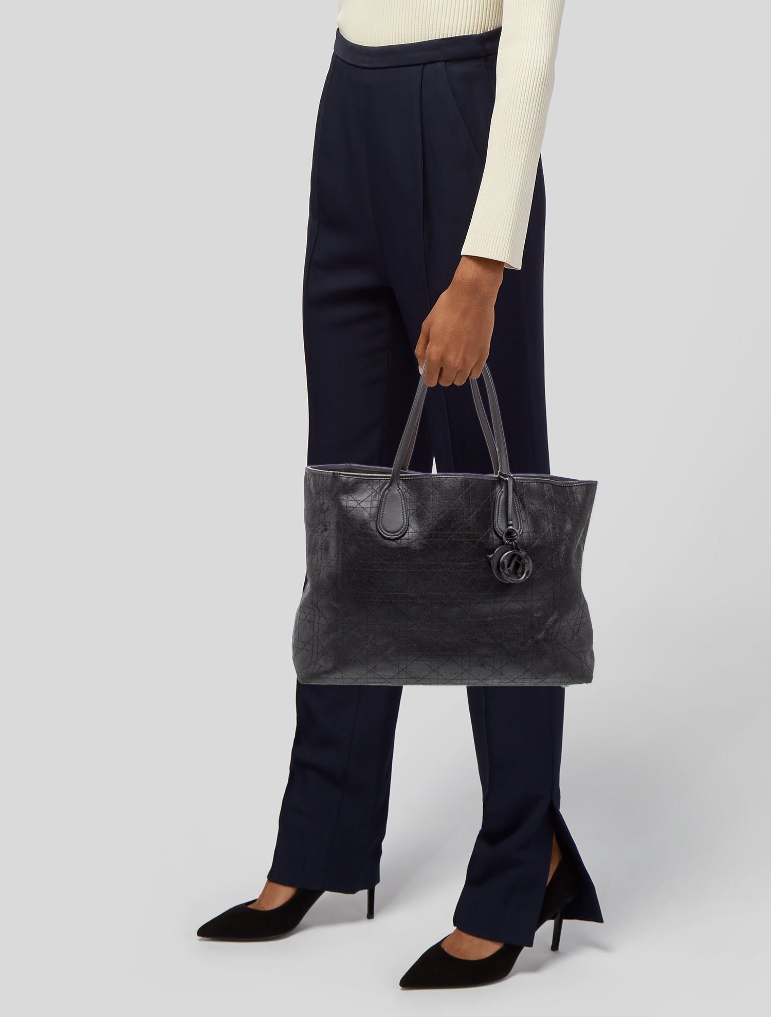 Christian Dior Cannage Panarea Large - Black Totes, Handbags