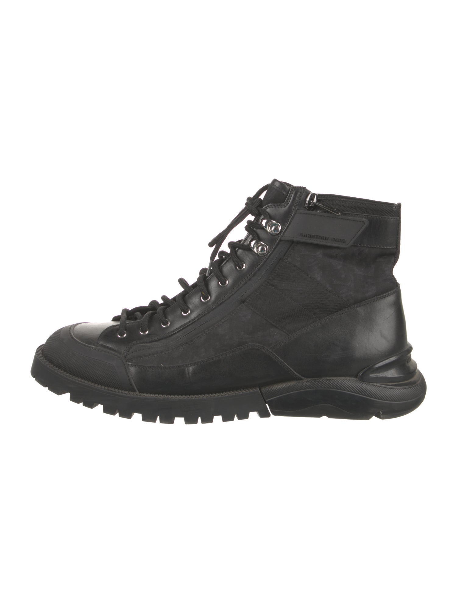 Christian Dior Oblique Jacquard Leather Hiking Boots
