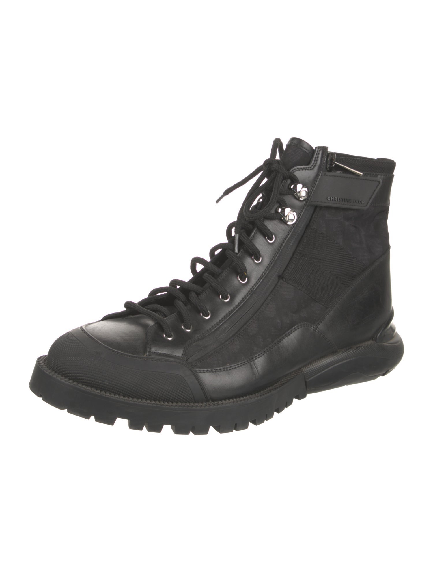 Christian Dior Oblique Jacquard Leather Hiking Boots