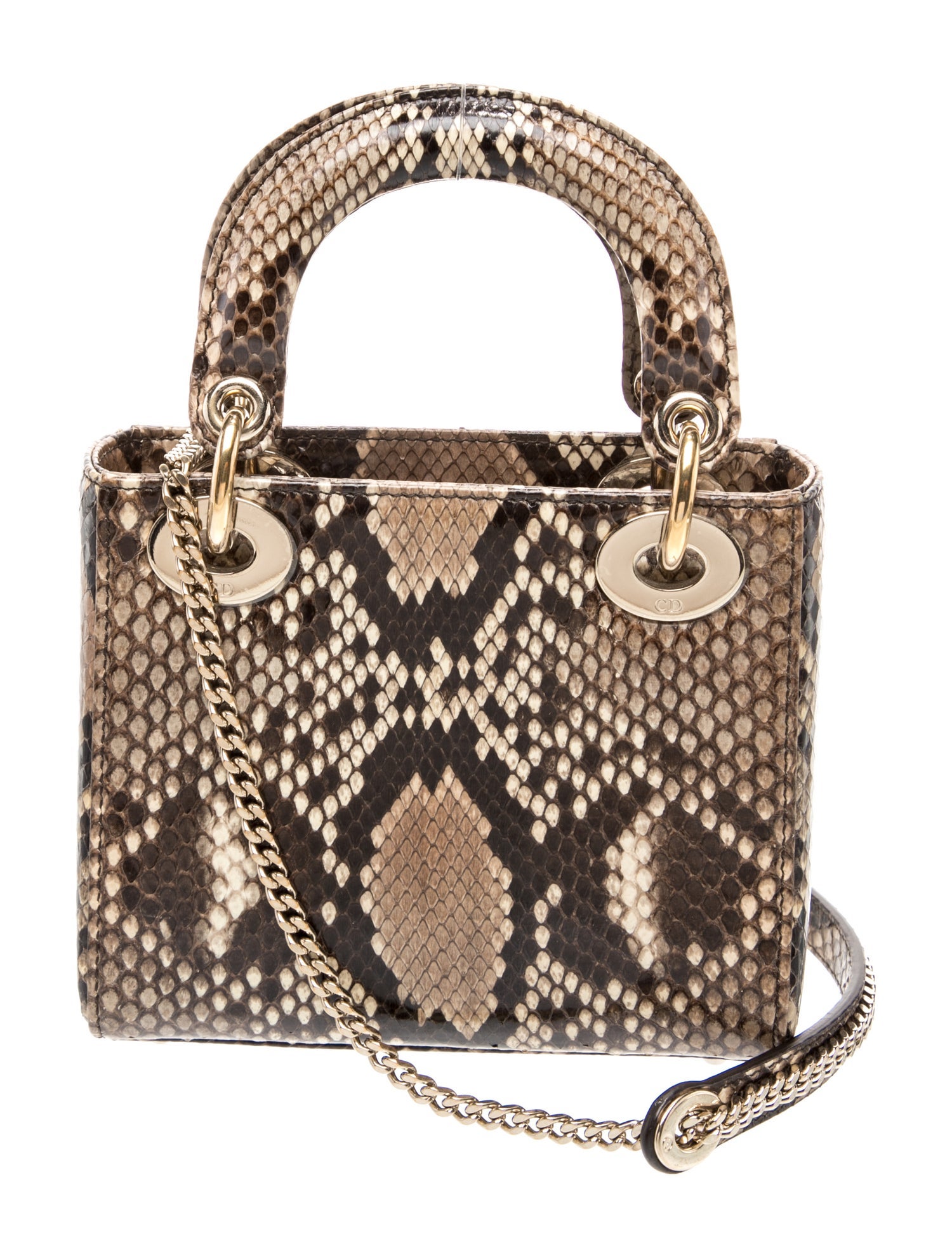 Dior トラベル ミニ パレット【未使用】 Christian Dior Python Lady Dior Mini - Brown Handle Bags, Handbags