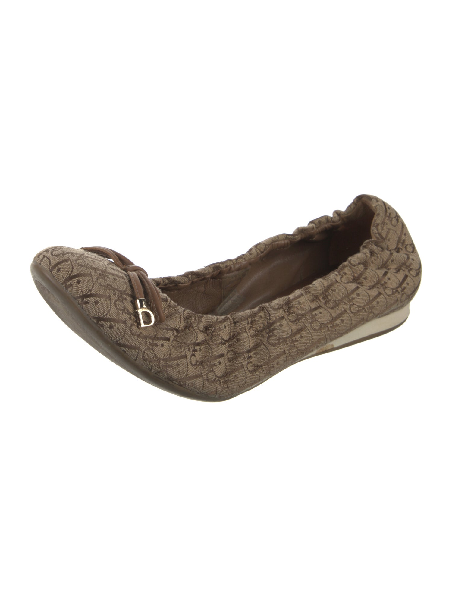 Christian Dior Diorissimo Pattern Canvas Ballet Flats