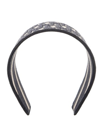 Pre-owned Dior Logo Printed Headband In Blue