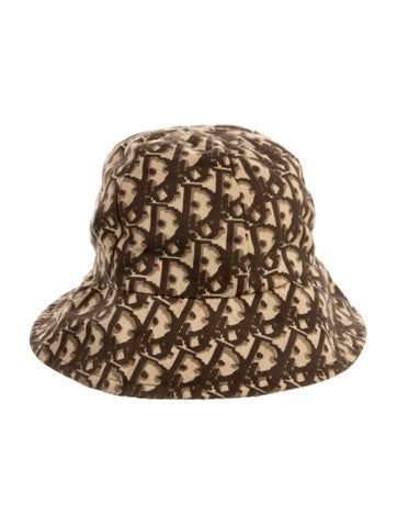 Pre-owned Dior Canvas Printed Bucket Hat In Brown