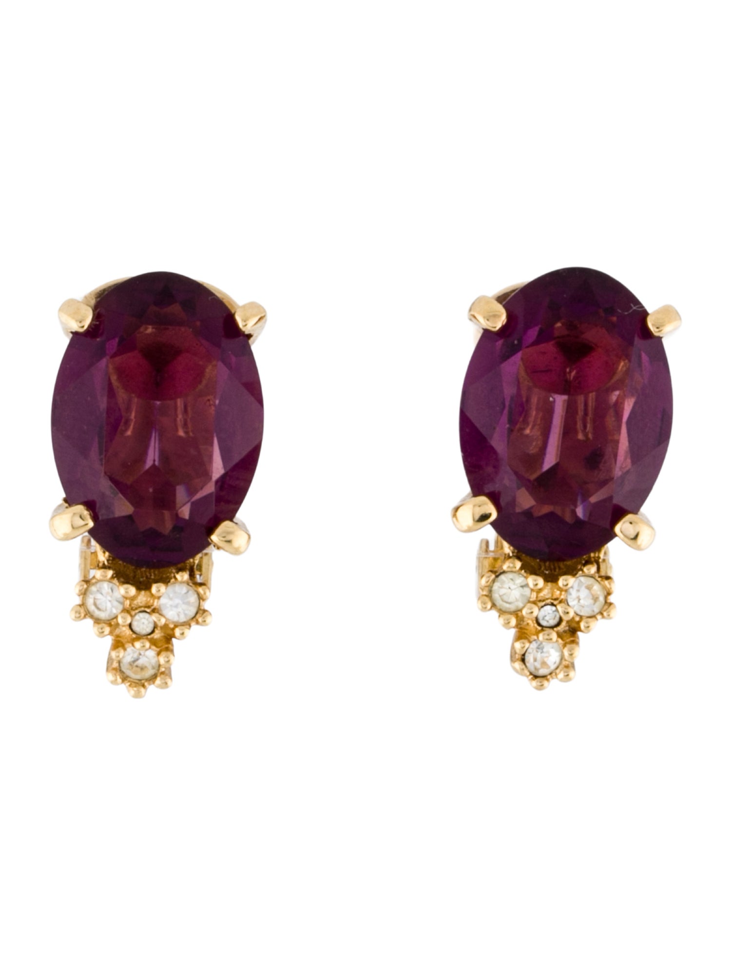 Christian Dior Vintage Crystal Stud Clip-On Earrings