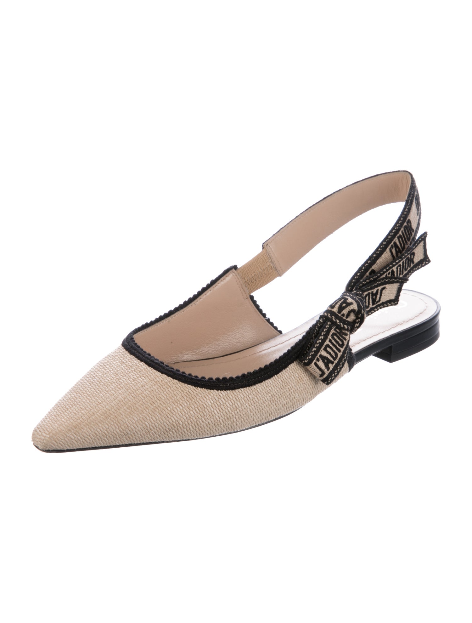 Christian Dior Raffia Printed Slingback Flats