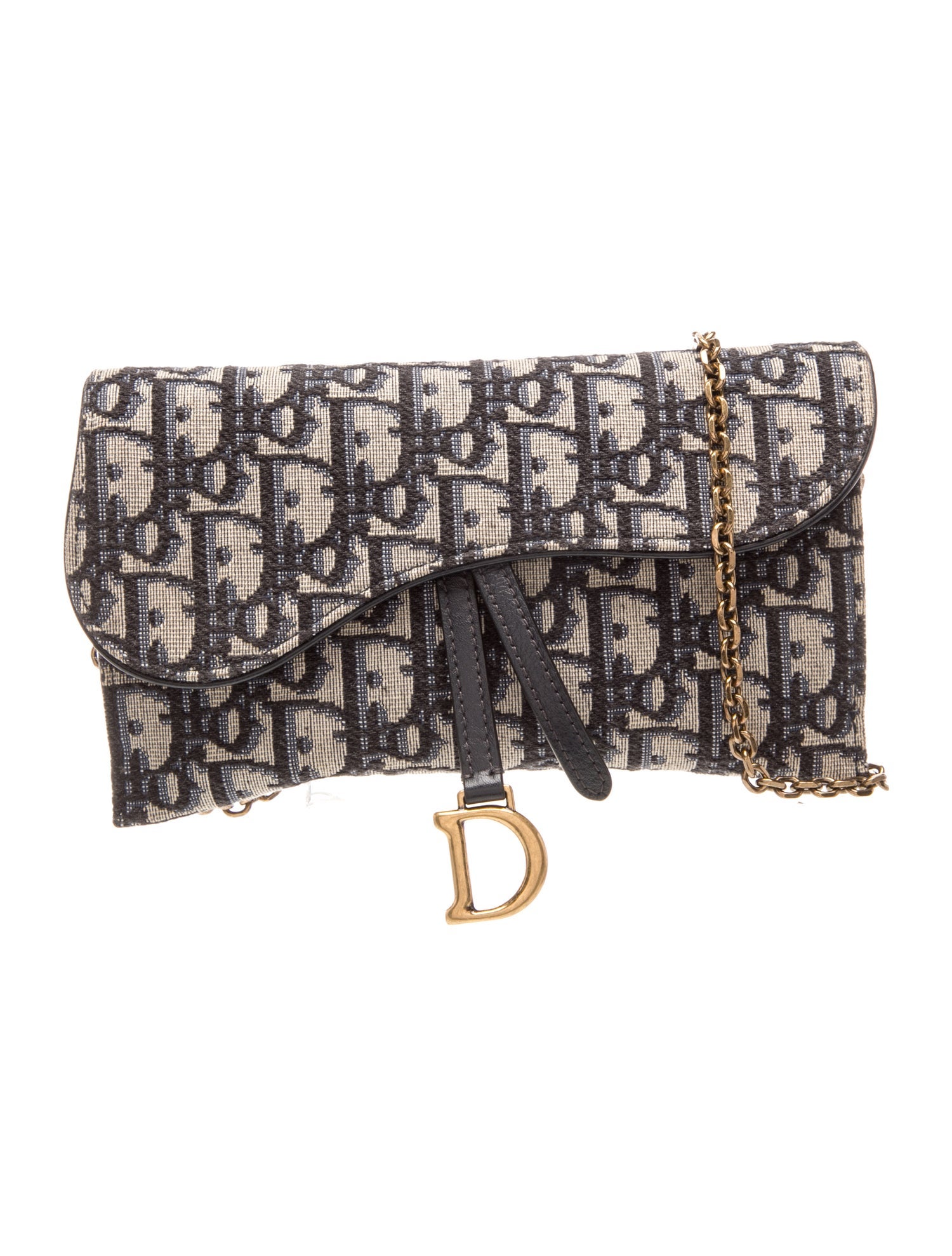 Christian Dior Oblique Jacquard Oblique Jacquard Saddle Pouch With Chain