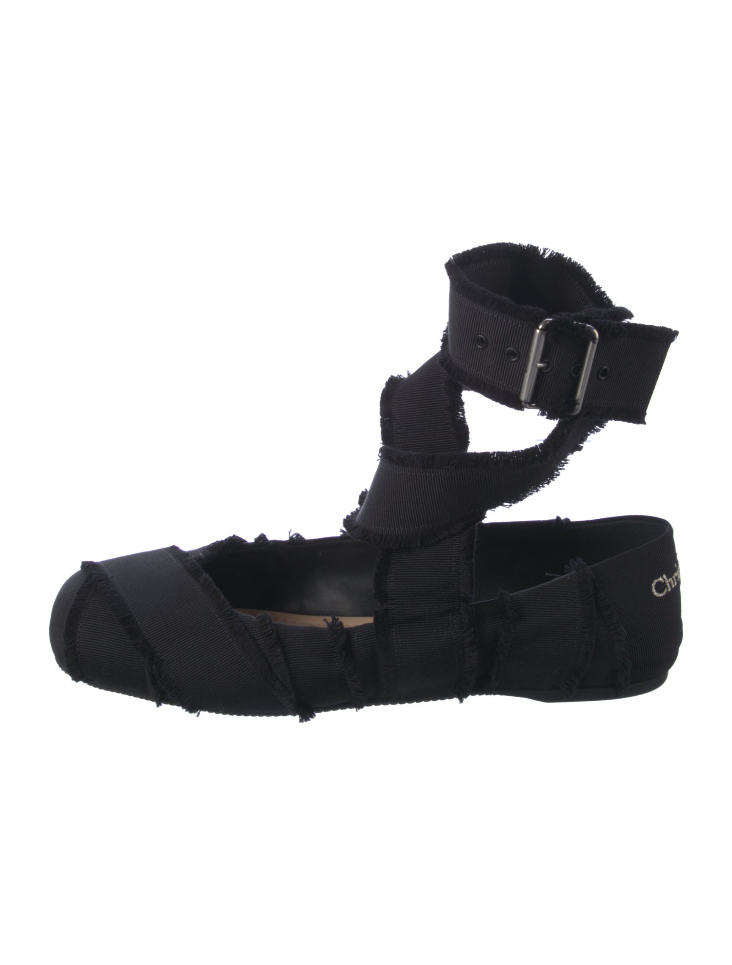 Christian Dior Raw-Edge Trim Slingback Flats